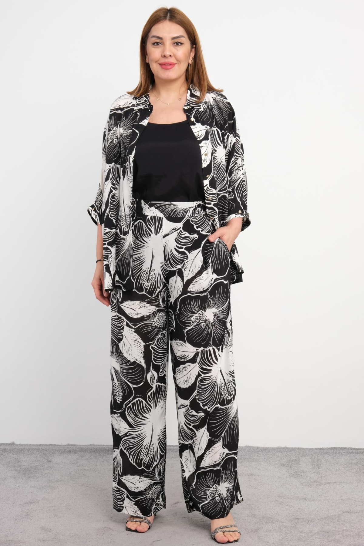 Plus Size Three-Piece Set-Black