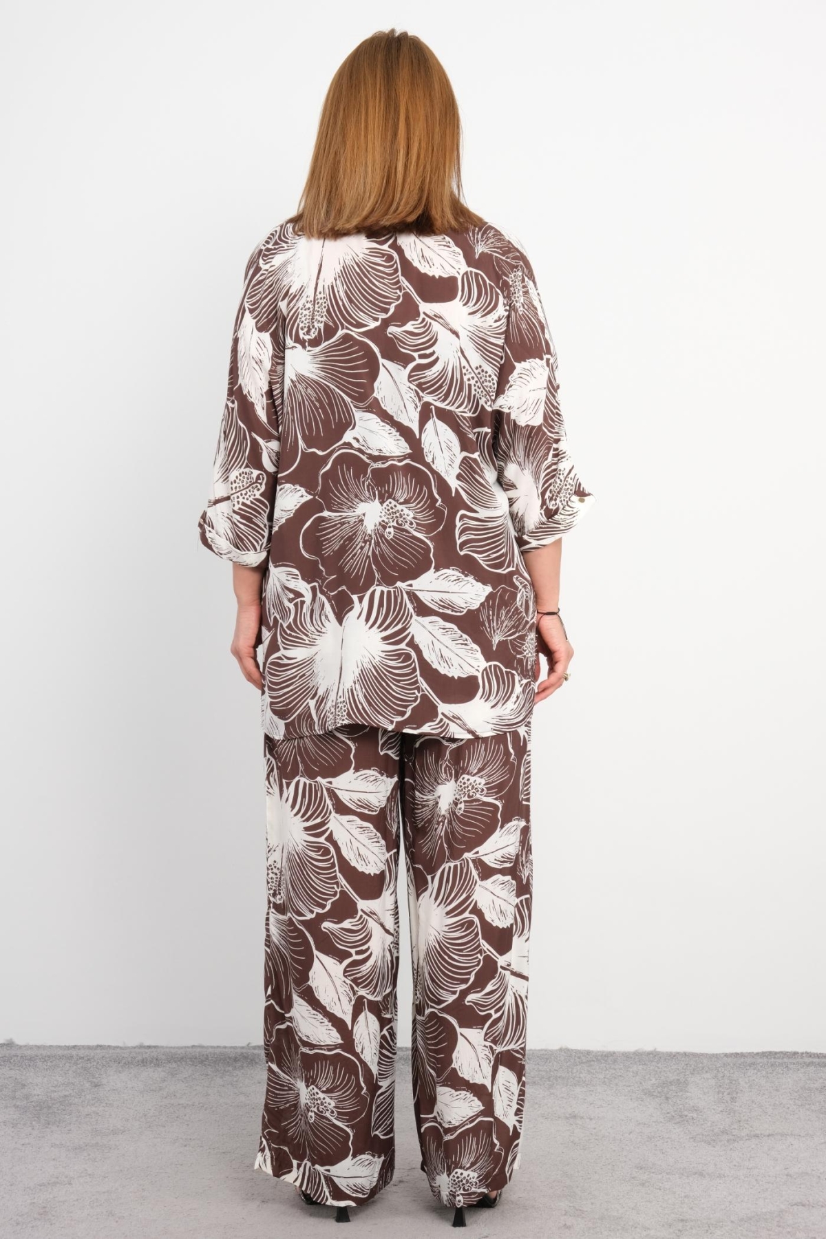 Plus Size Three-Piece Set-Brown