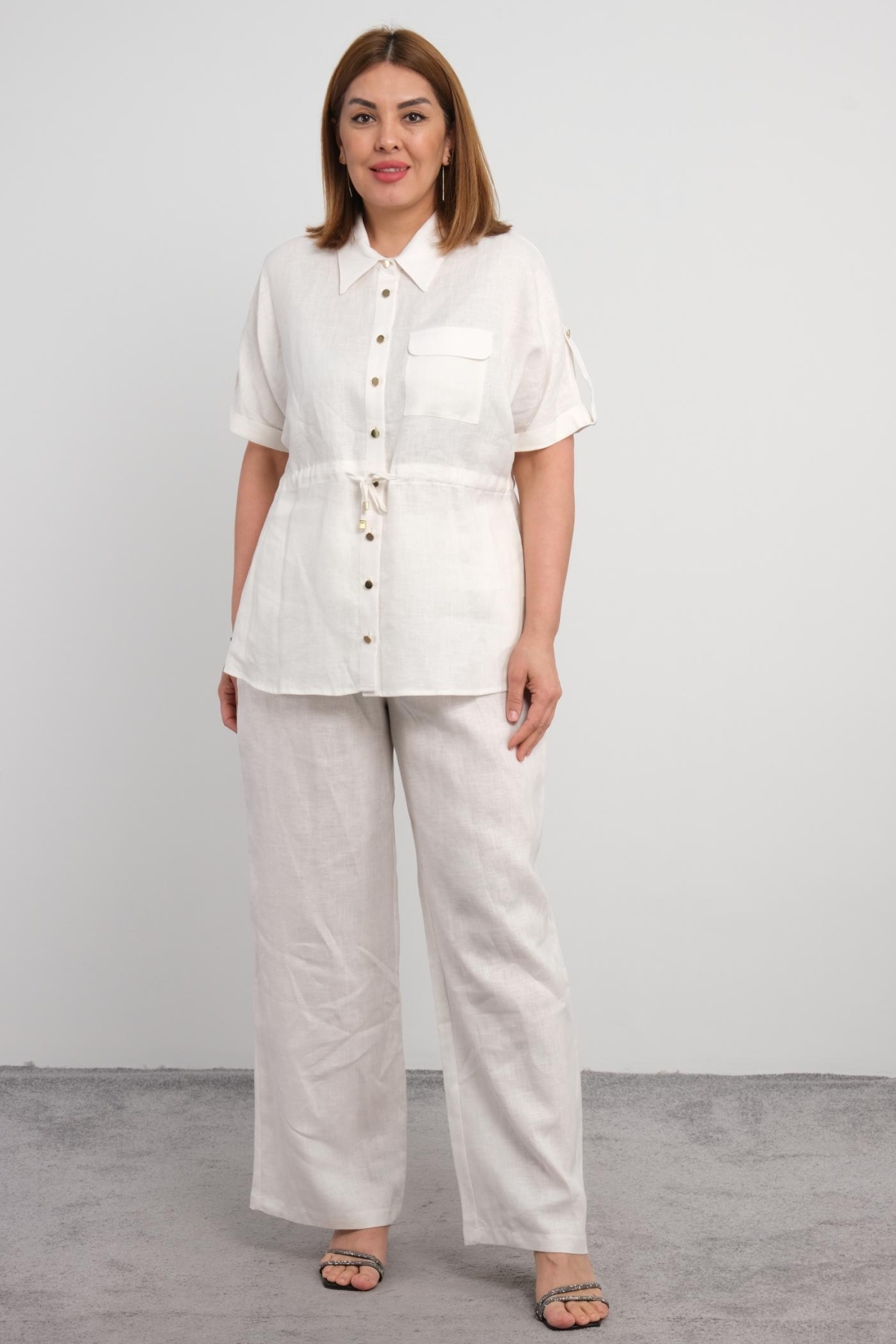 Plus Size Two-Piece Set-White
