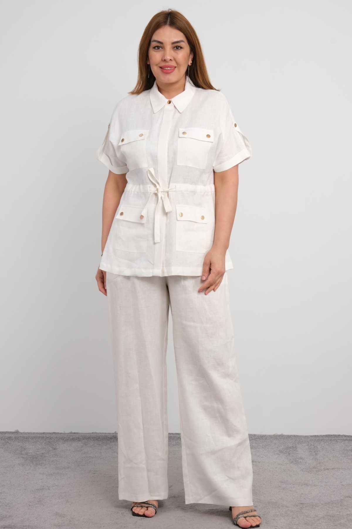 Plus Size Two-Piece Set-White