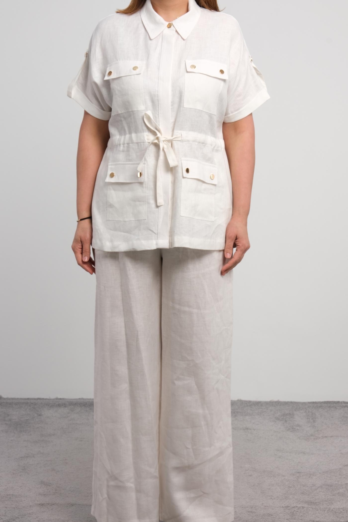Plus Size Two-Piece Set-White
