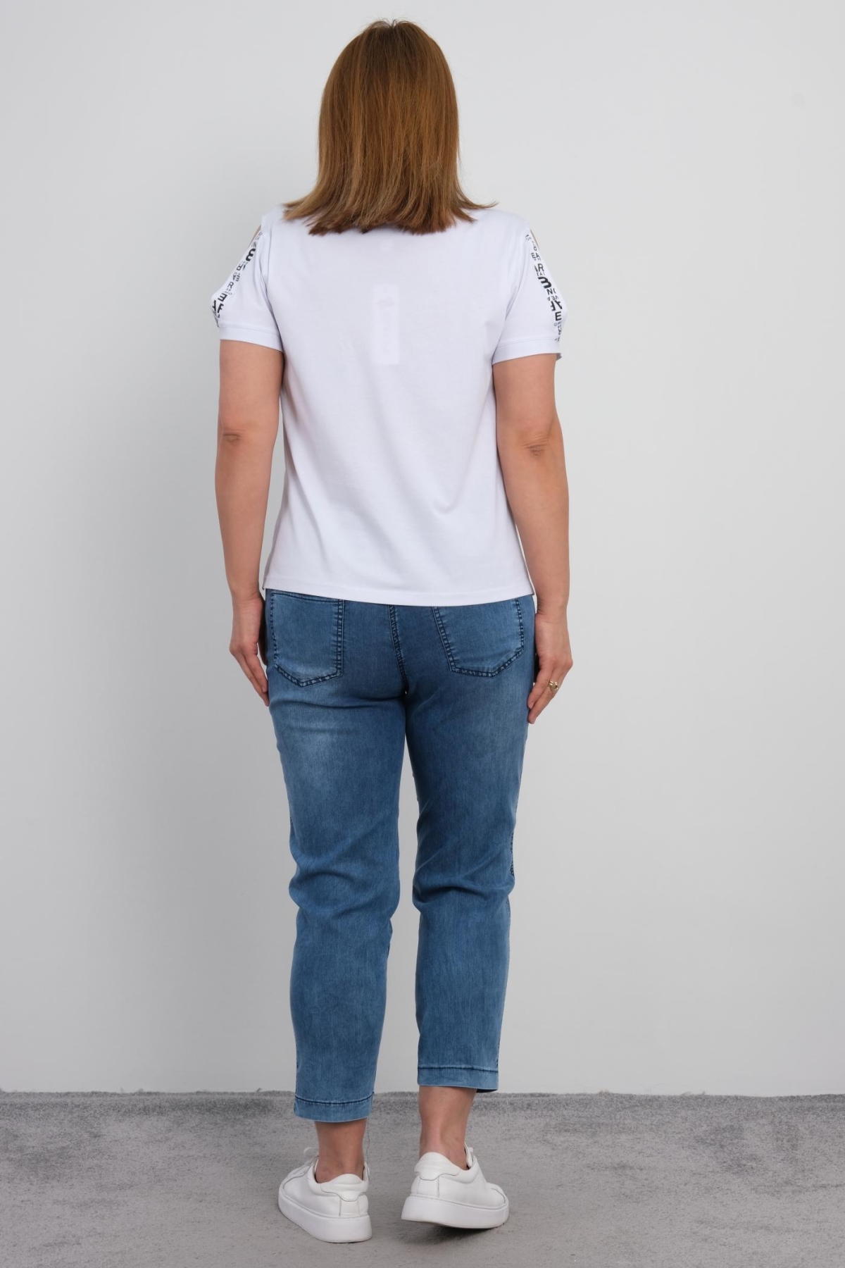 Plus Size Blouse and Pants Set-White