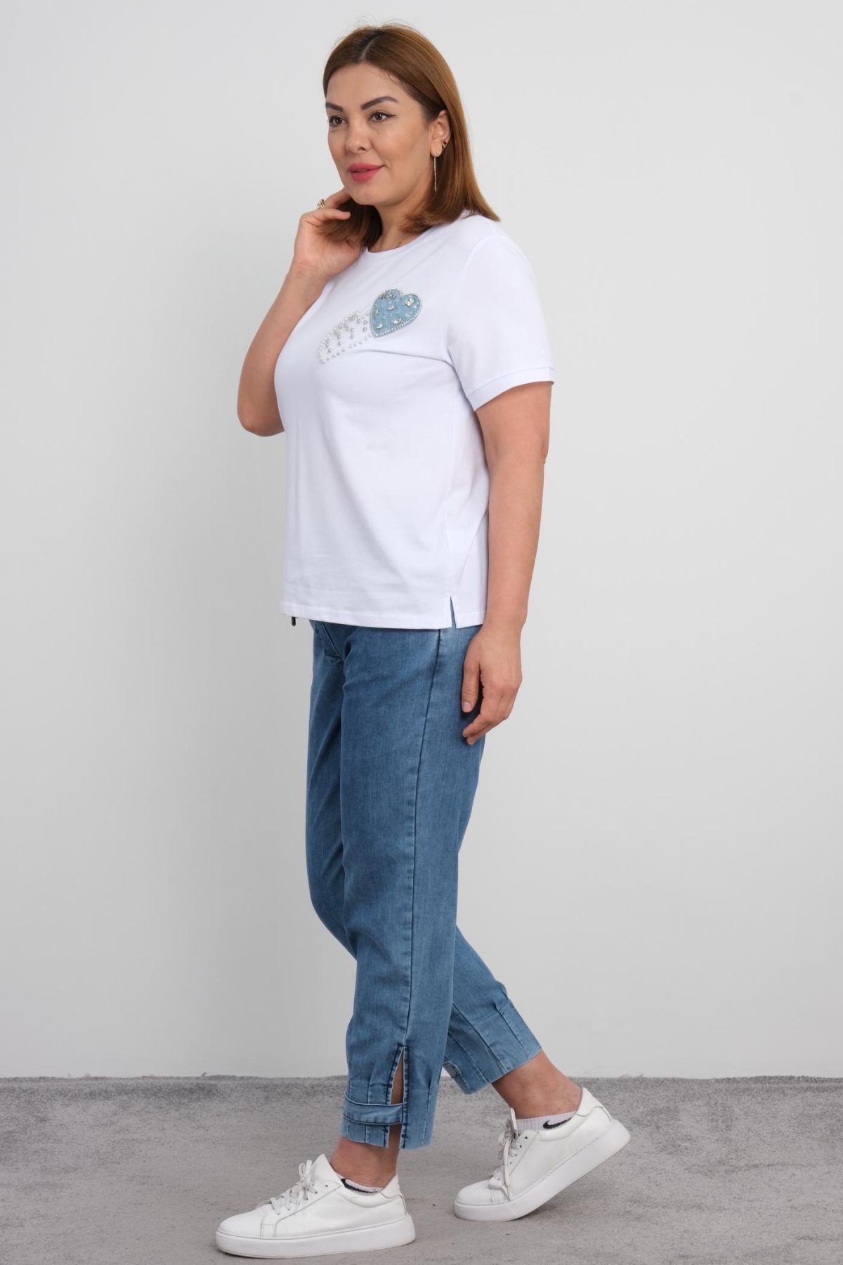 Plus Size Blouse and Pants Set-Blue