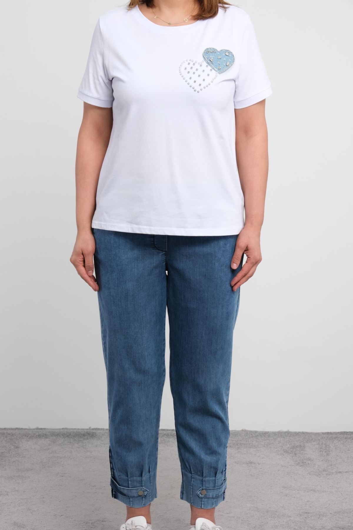 Plus Size Blouse and Pants Set-Blue