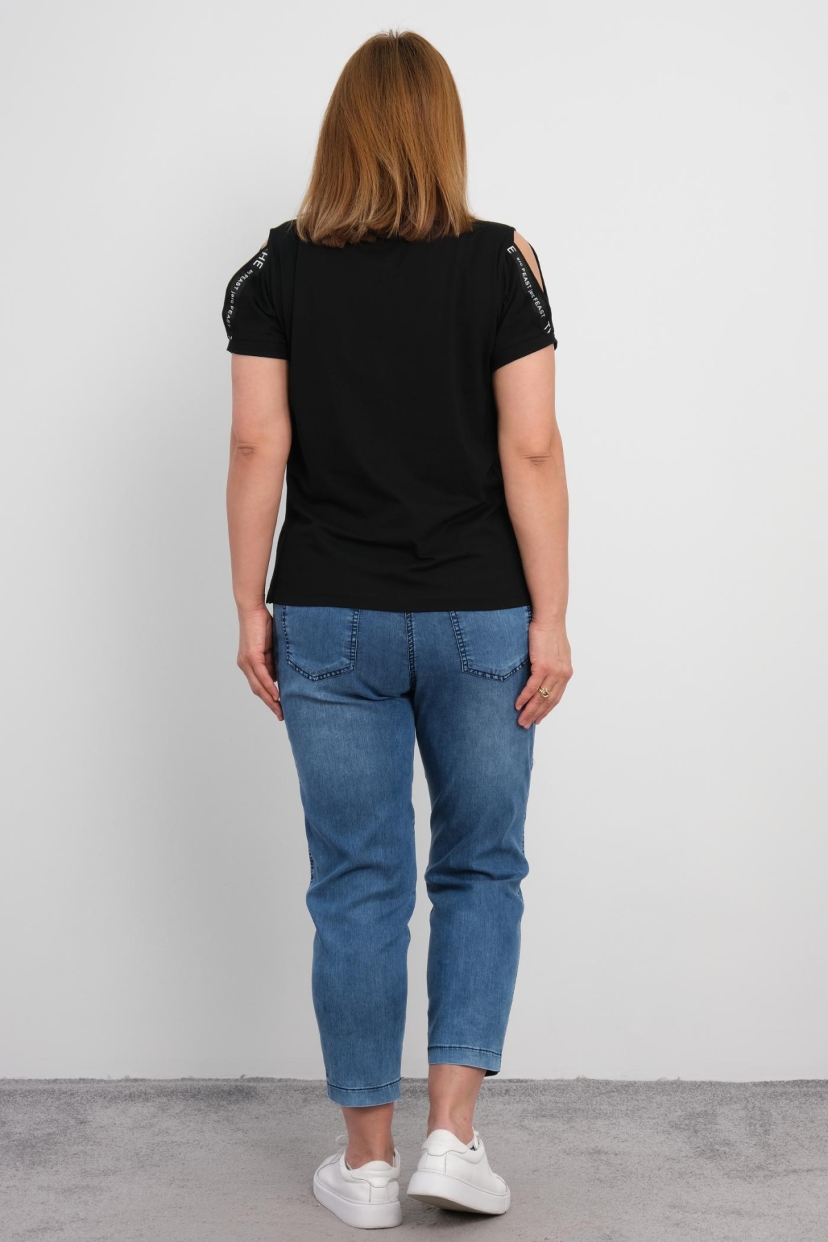 Plus Size Blouse and Pants Set-Black