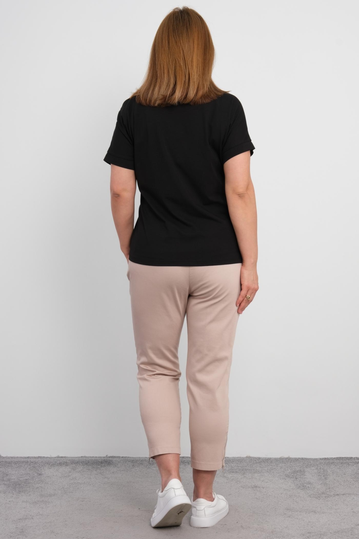 Plus Size Blouse and Pants Set-Beige