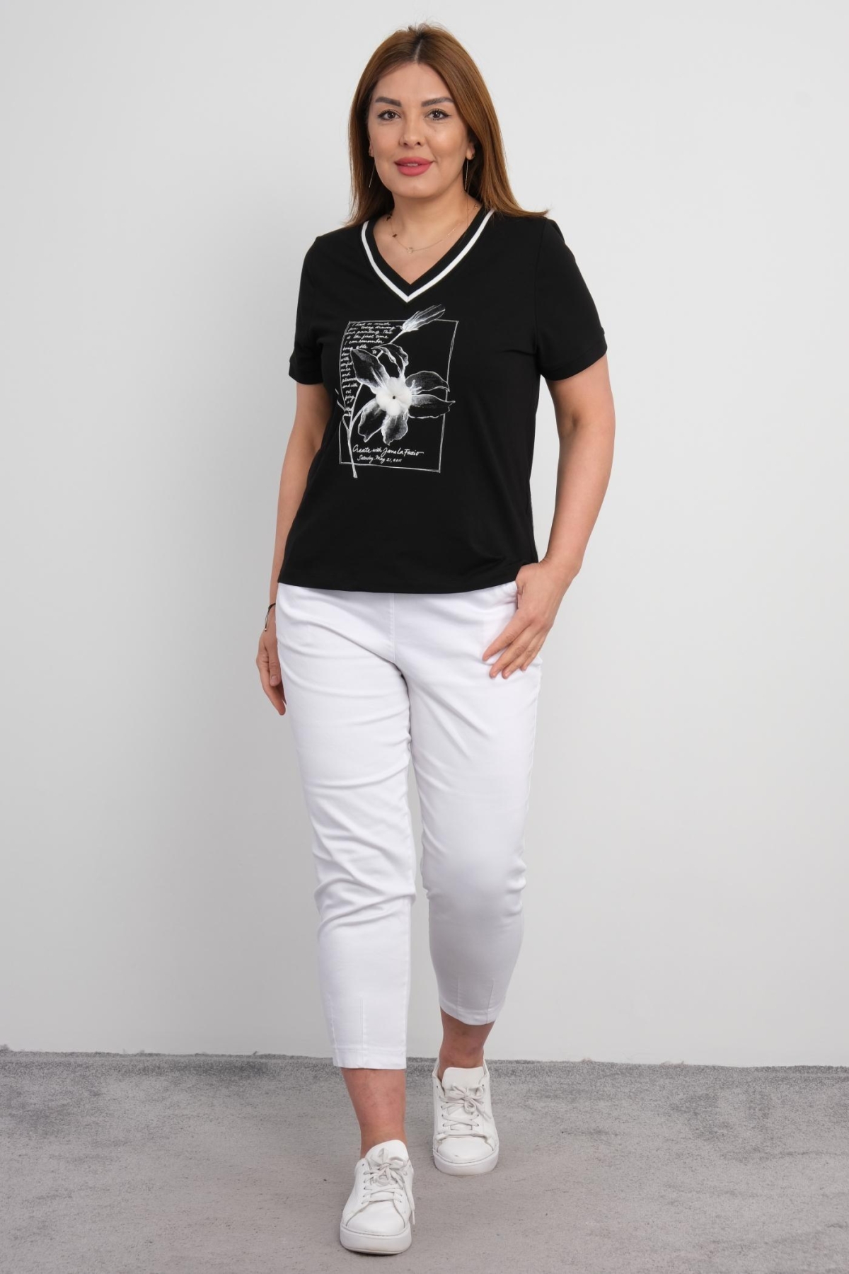 Plus Size Blouse and Pants Set-White