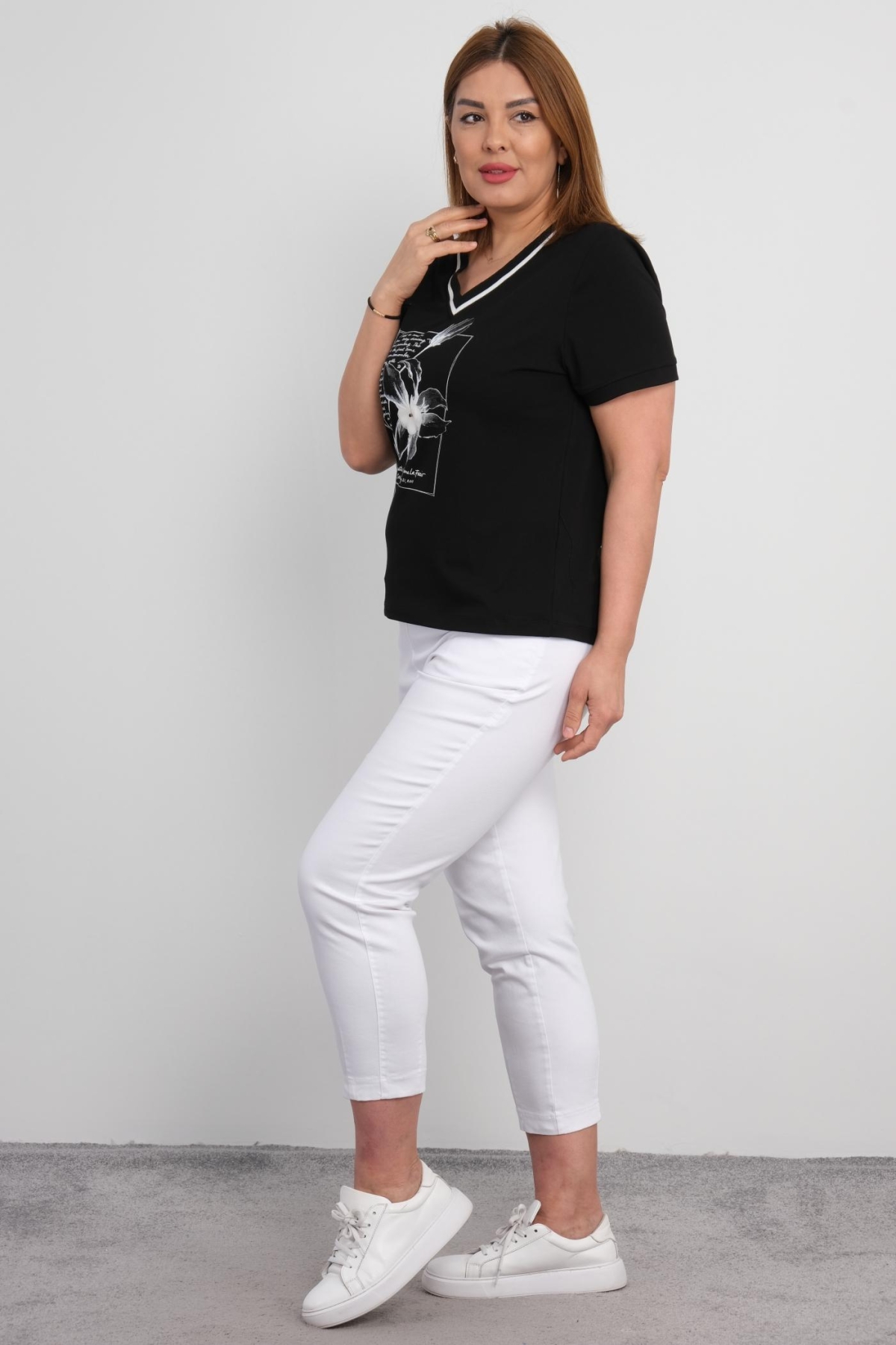 Plus Size Blouse and Pants Set-White