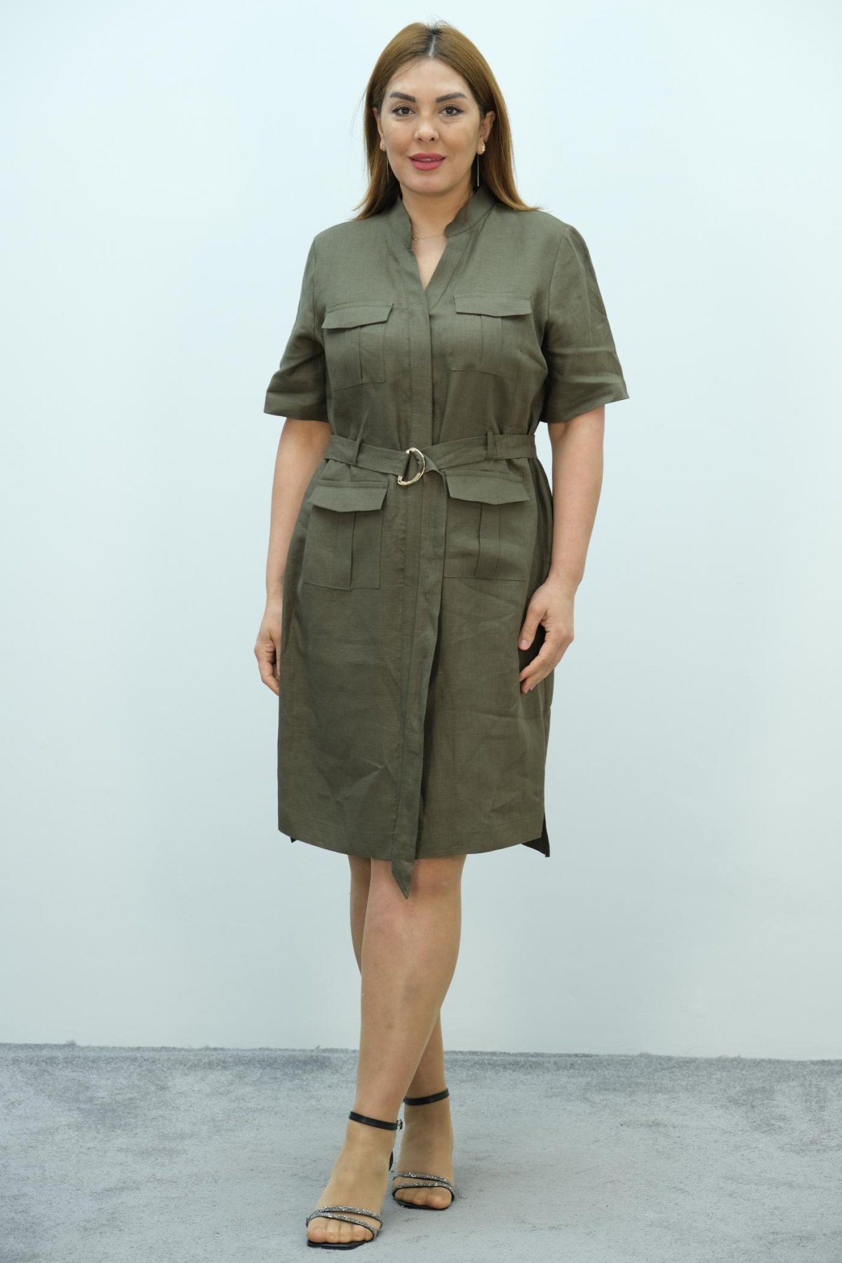 Plus Size Dress-Khaki