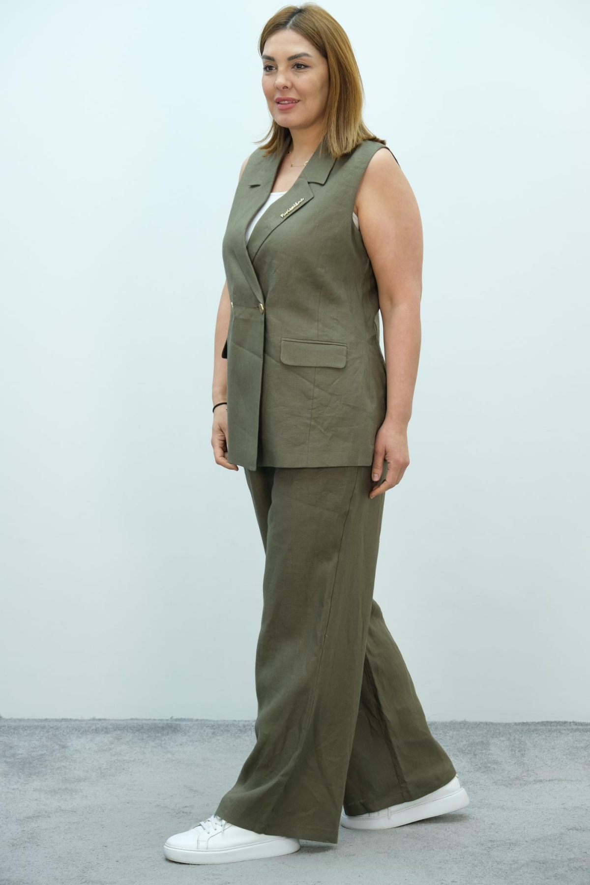 Plus Size Two-Piece Set-Khaki