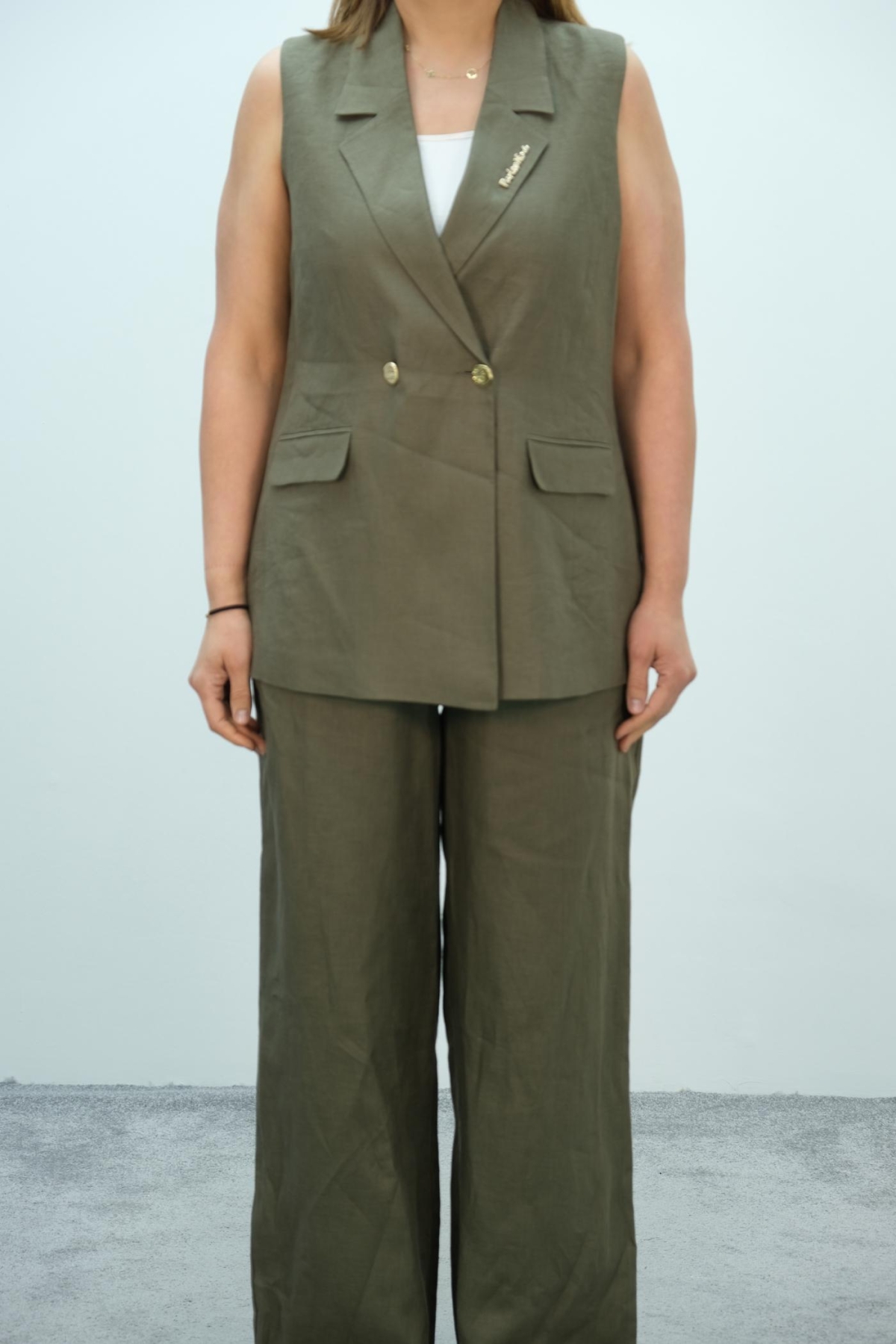 Plus Size Two-Piece Set-Khaki