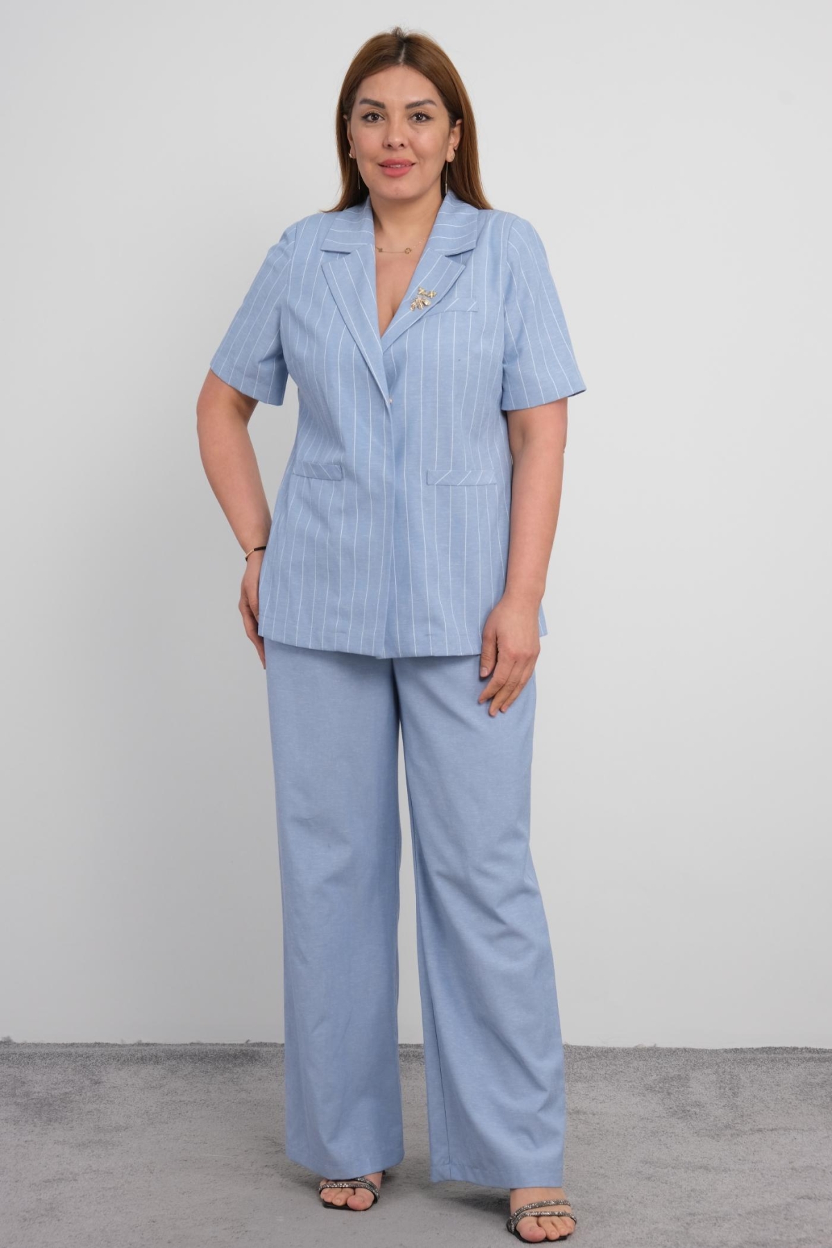 Plus Size Two-Piece Set-Blue