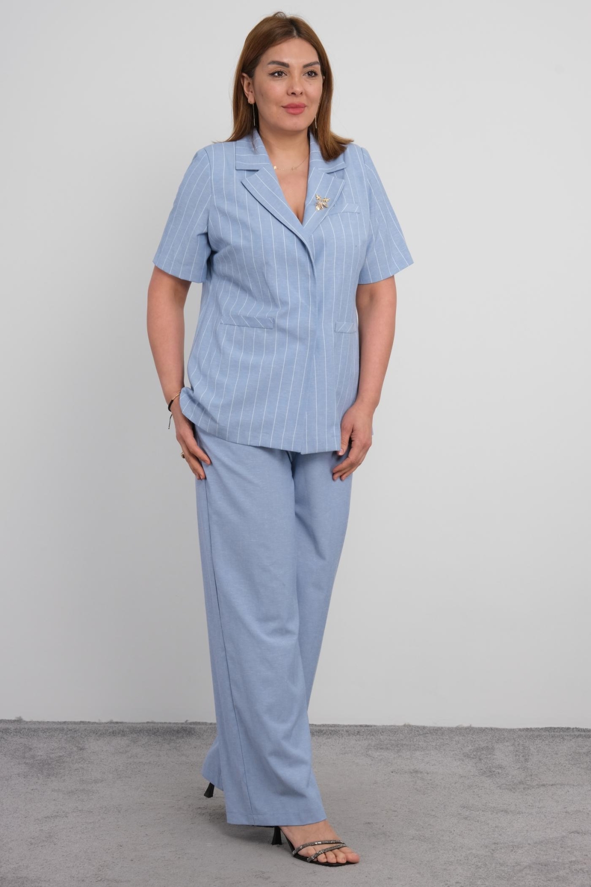 Plus Size Two-Piece Set-Blue