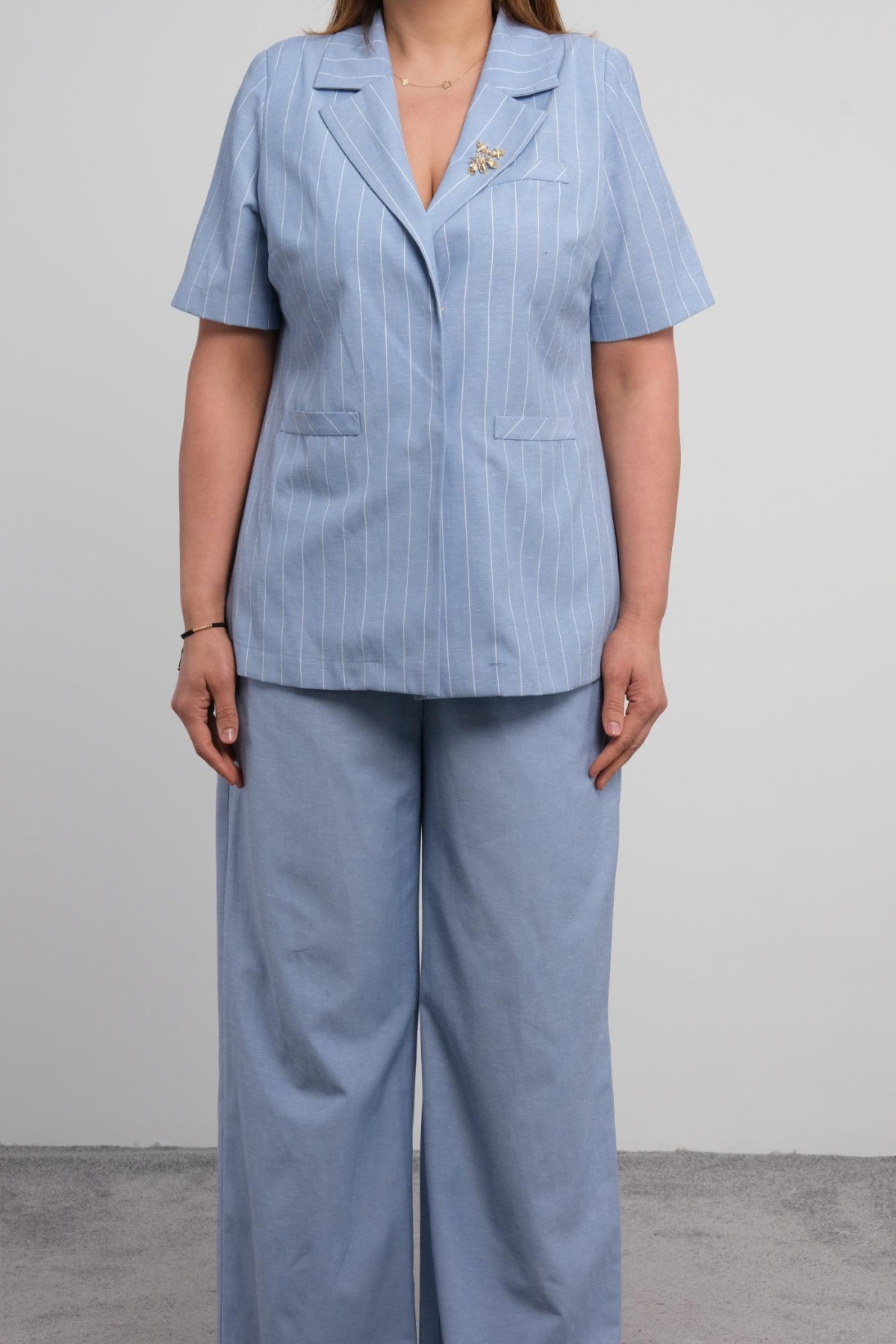 Plus Size Two-Piece Set-Blue