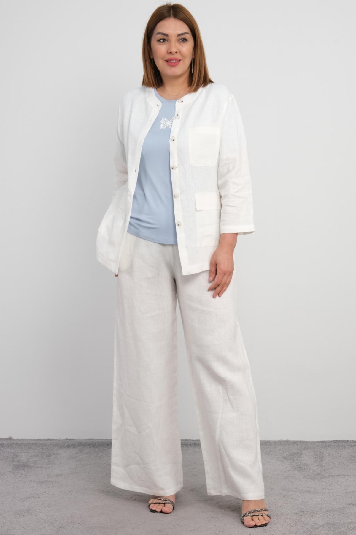 Plus Size Three-Piece Set-White