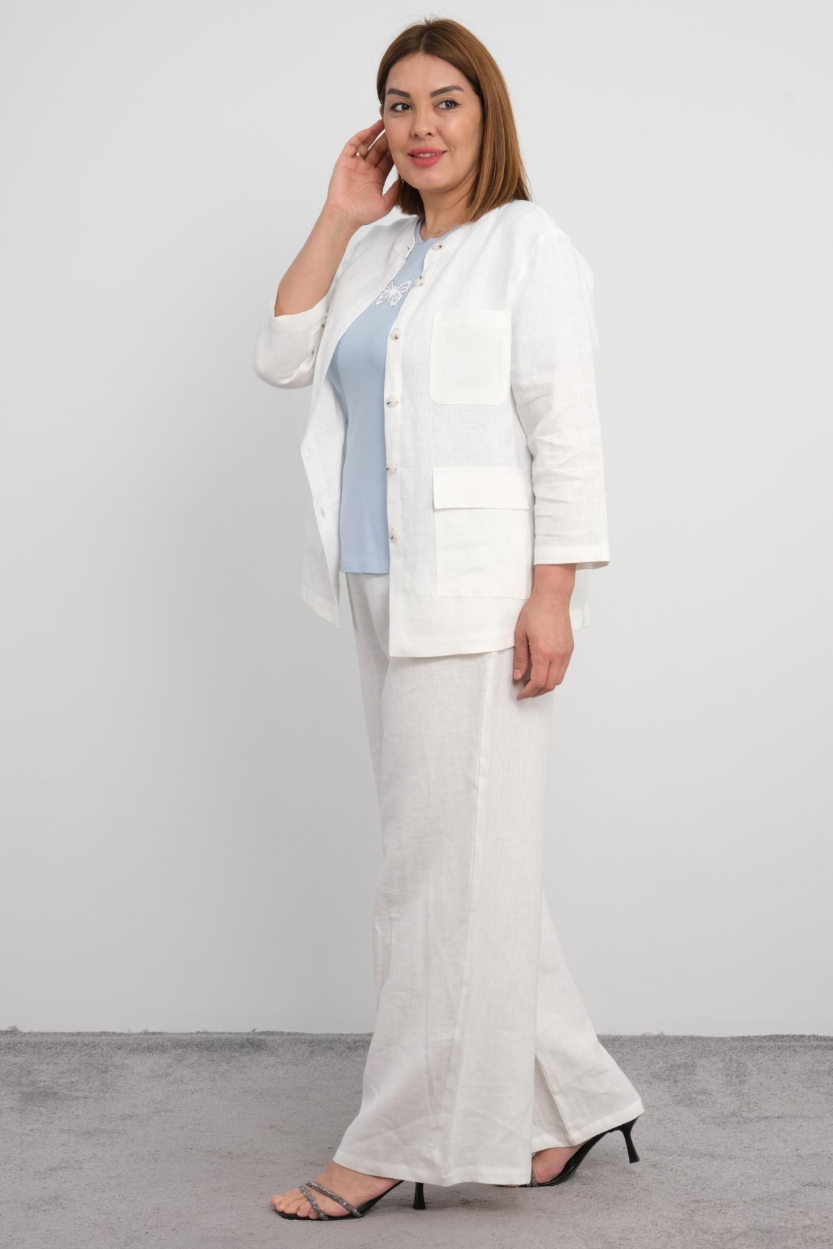 Plus Size Three-Piece Set-White