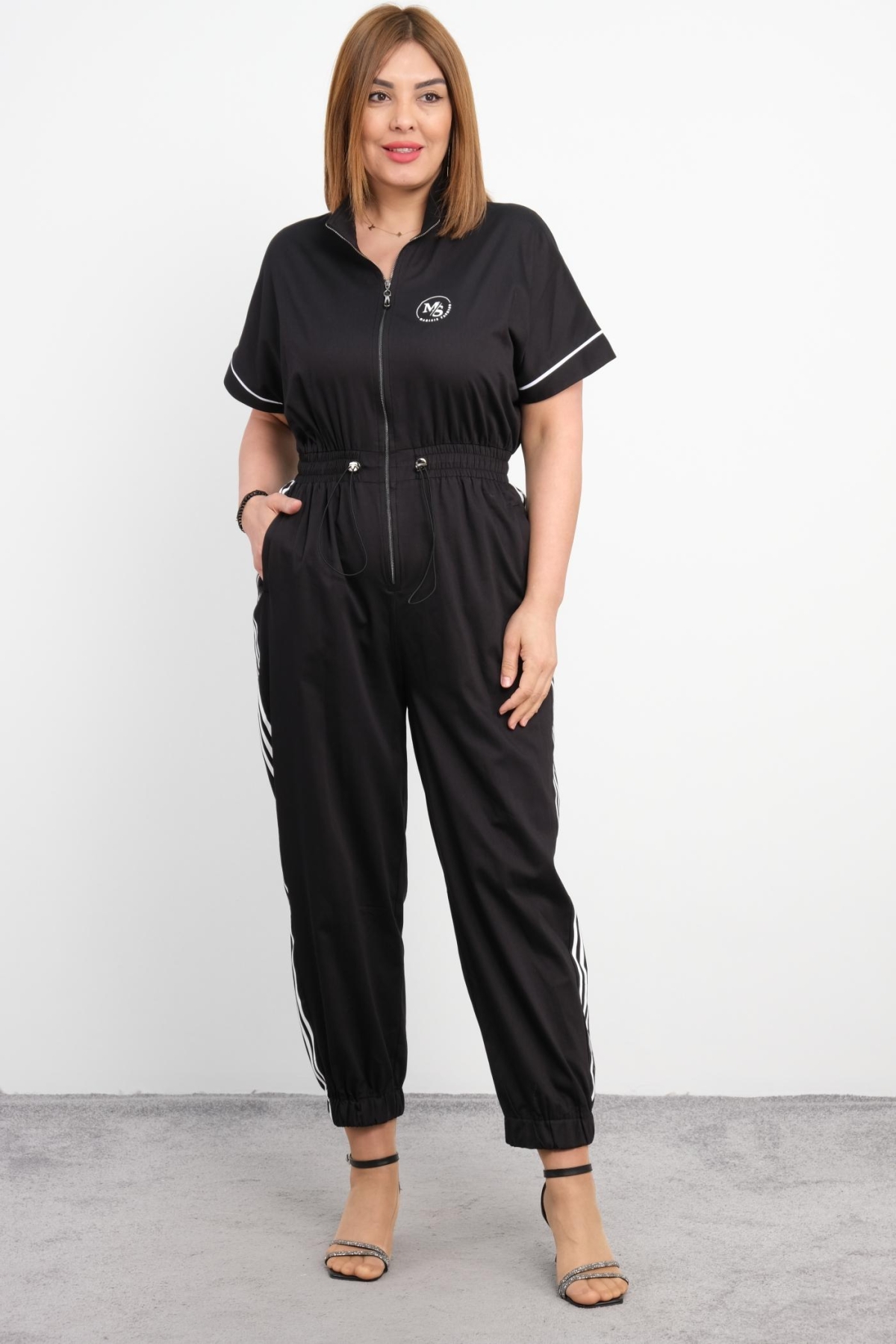Plus Size Sports Jumpsuit-Black