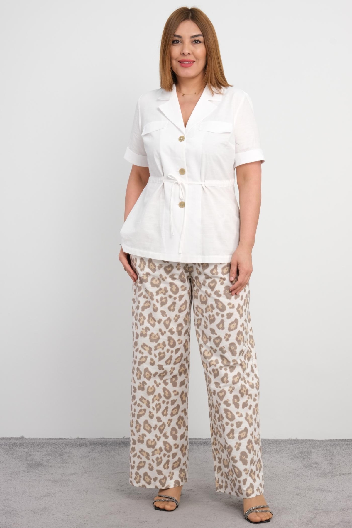 Plus Size Two-Piece Set-Brown