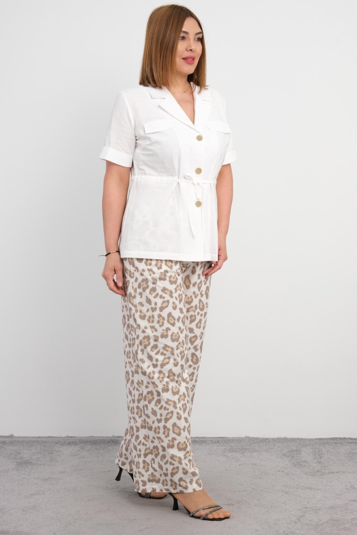 Plus Size Two-Piece Set-Brown