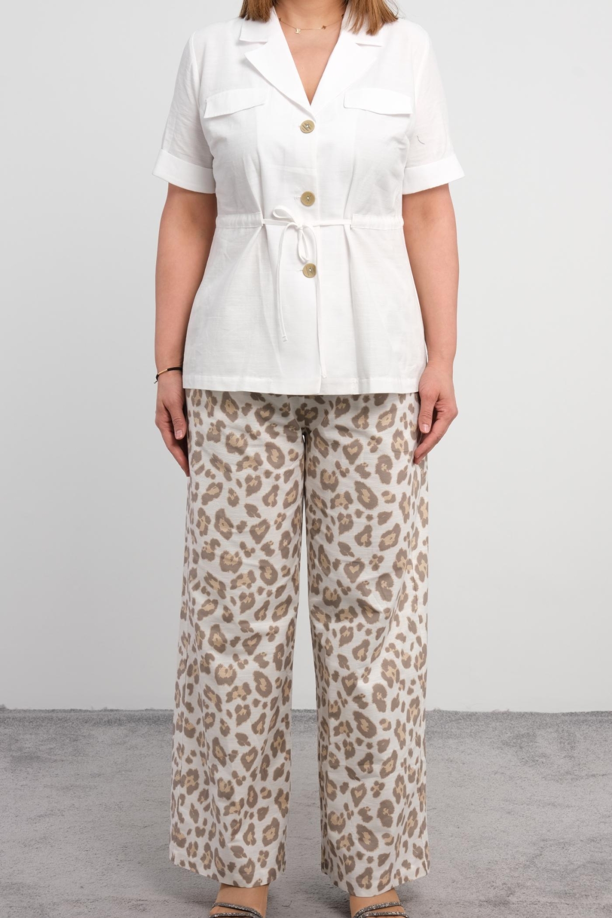 Plus Size Two-Piece Set-Brown
