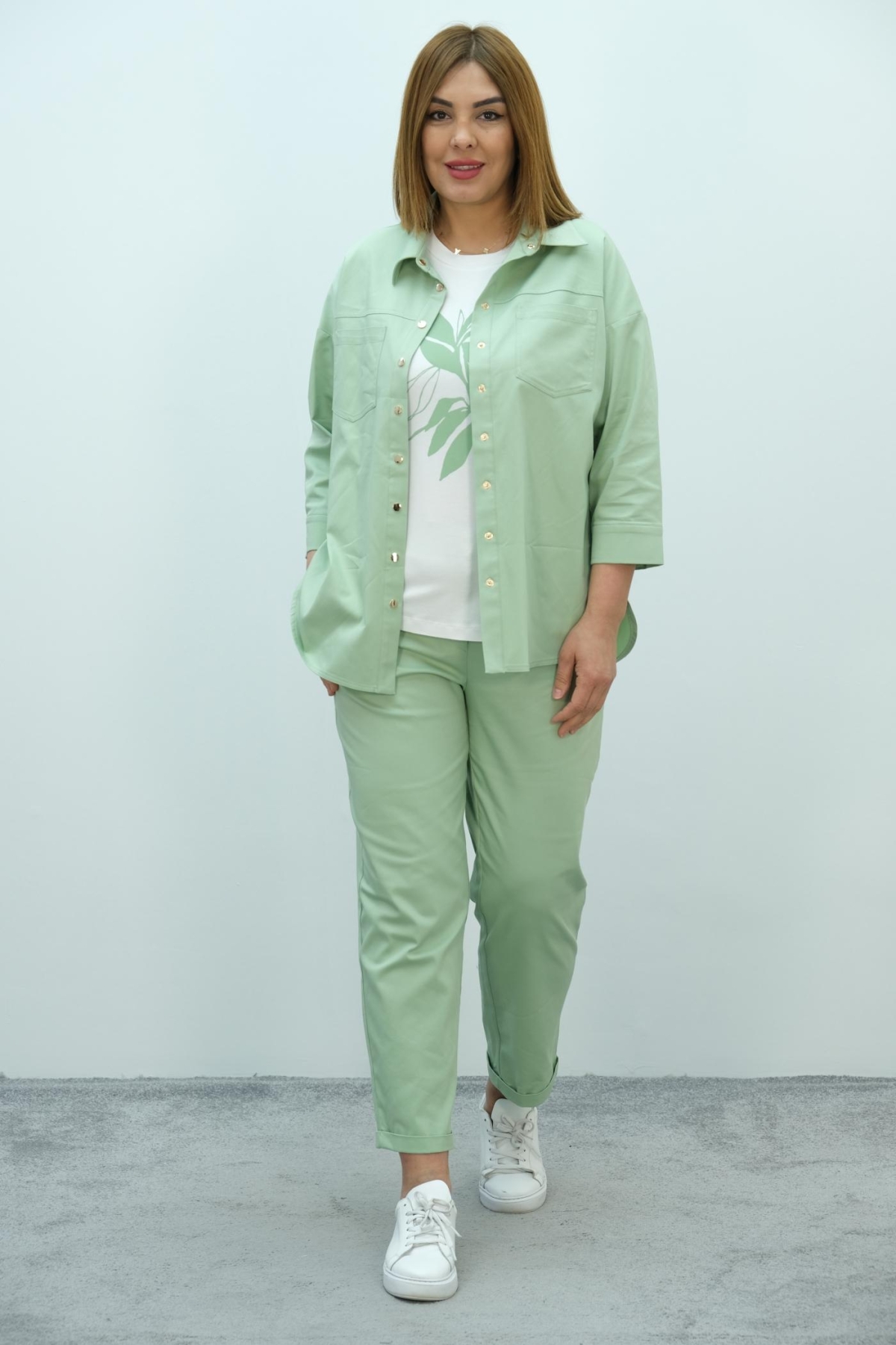 Plus Size Three-Piece Set-Petrol Green