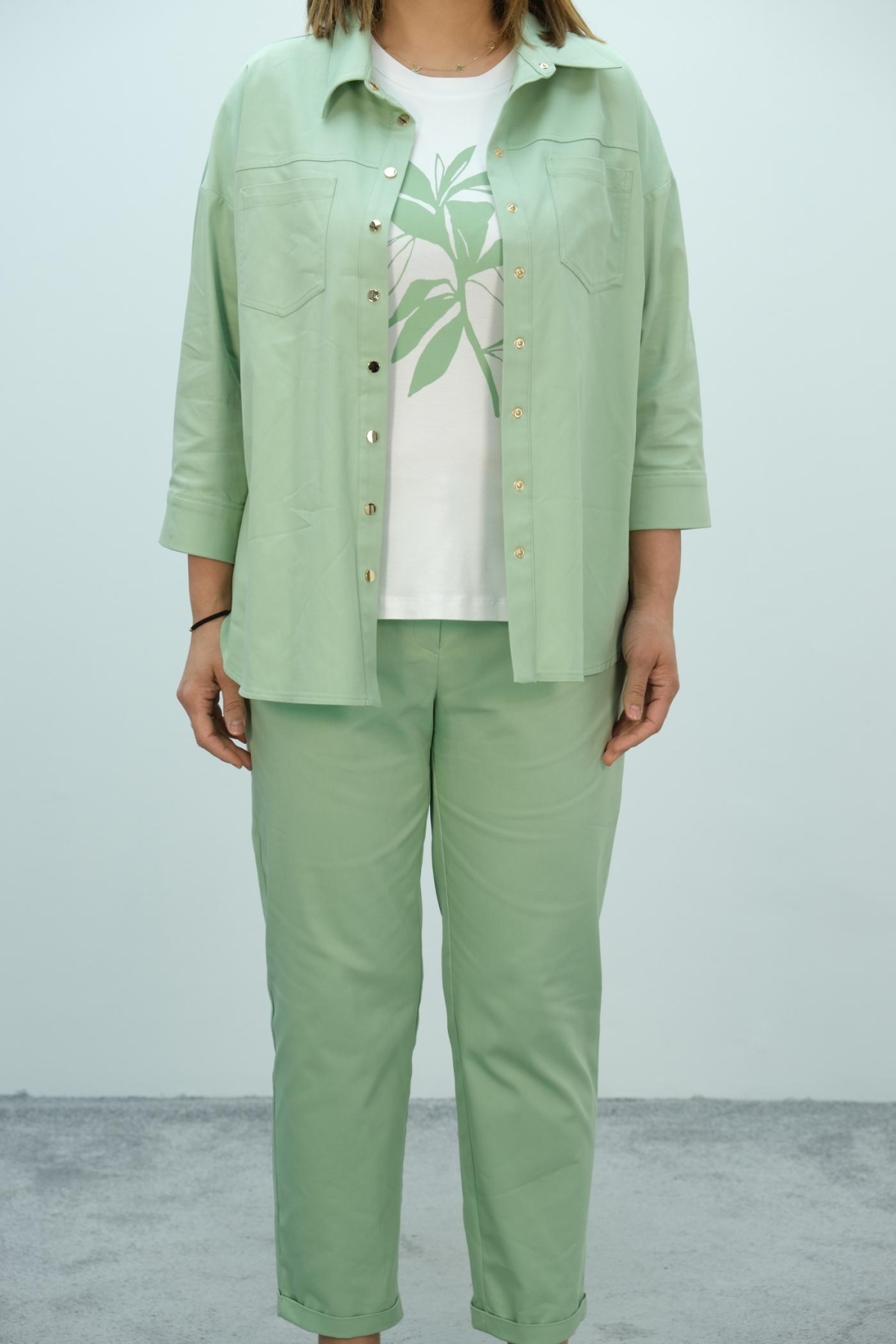Plus Size Three-Piece Set-Petrol Green