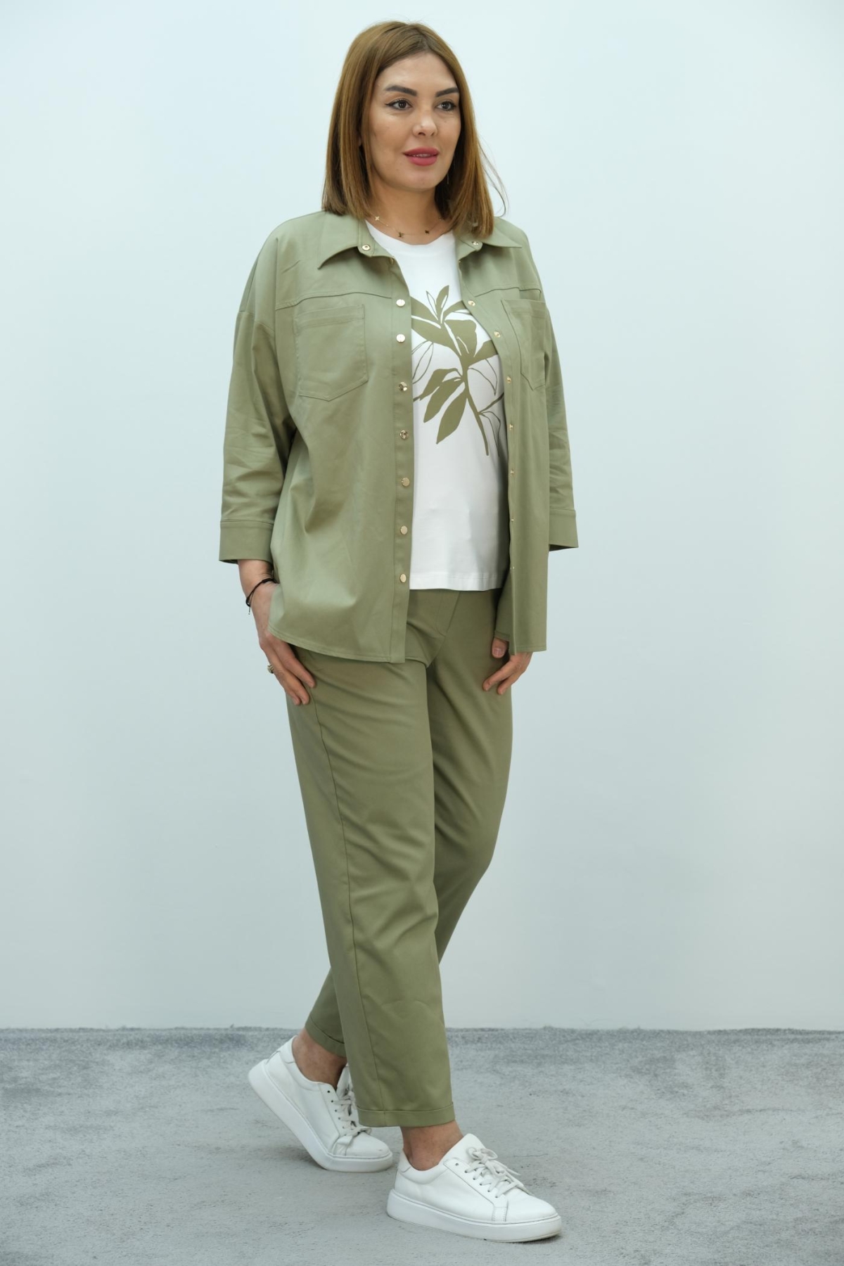 Plus Size Three-Piece Set-Khaki