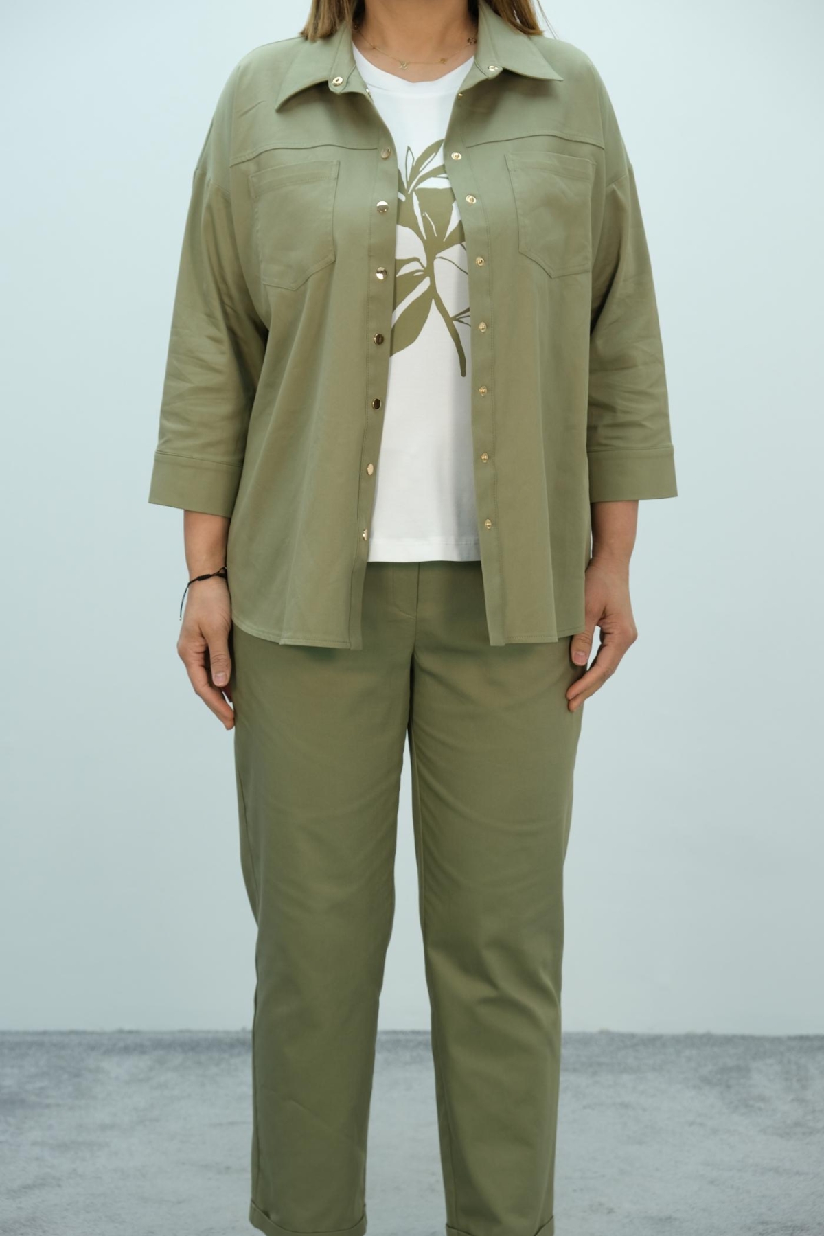 Plus Size Three-Piece Set-Khaki