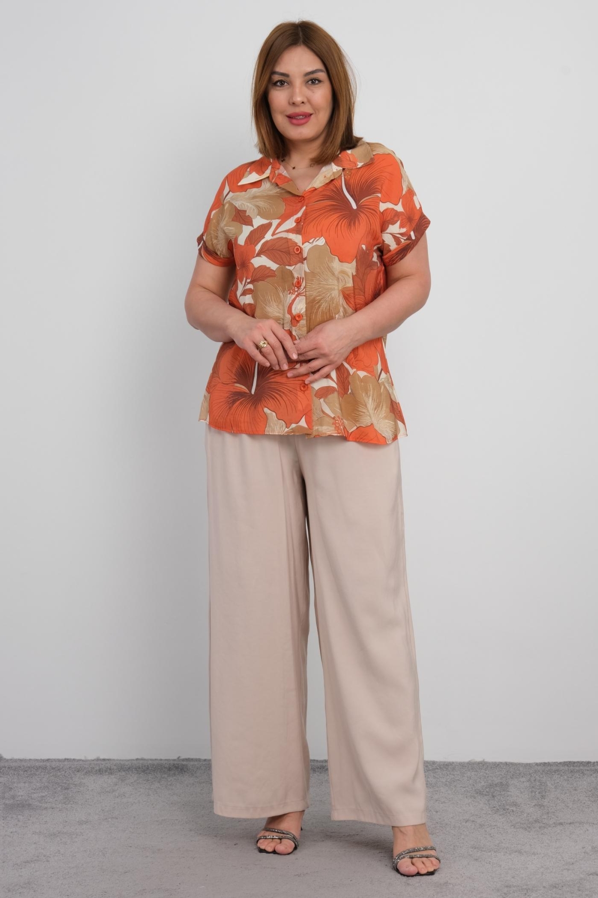 Plus Size Two-Piece Set-Orange