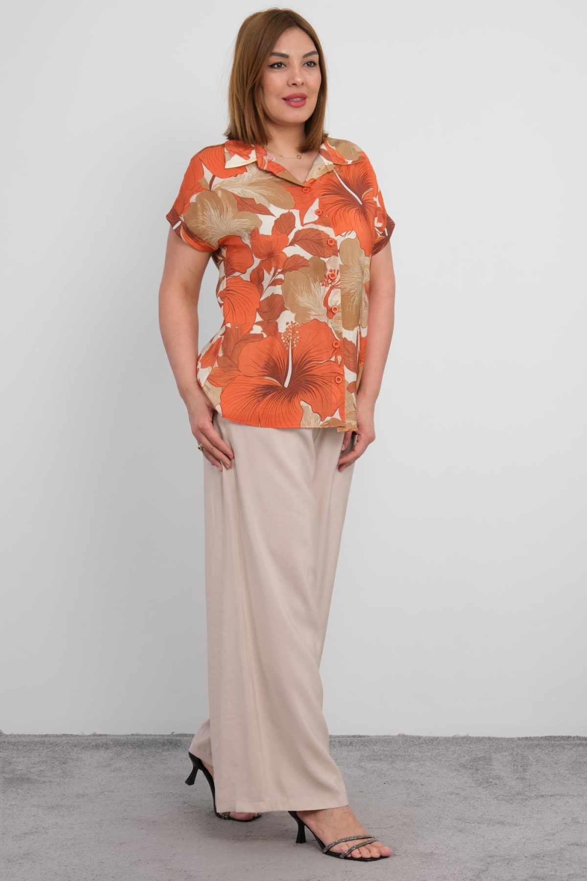 Plus Size Two-Piece Set-Orange
