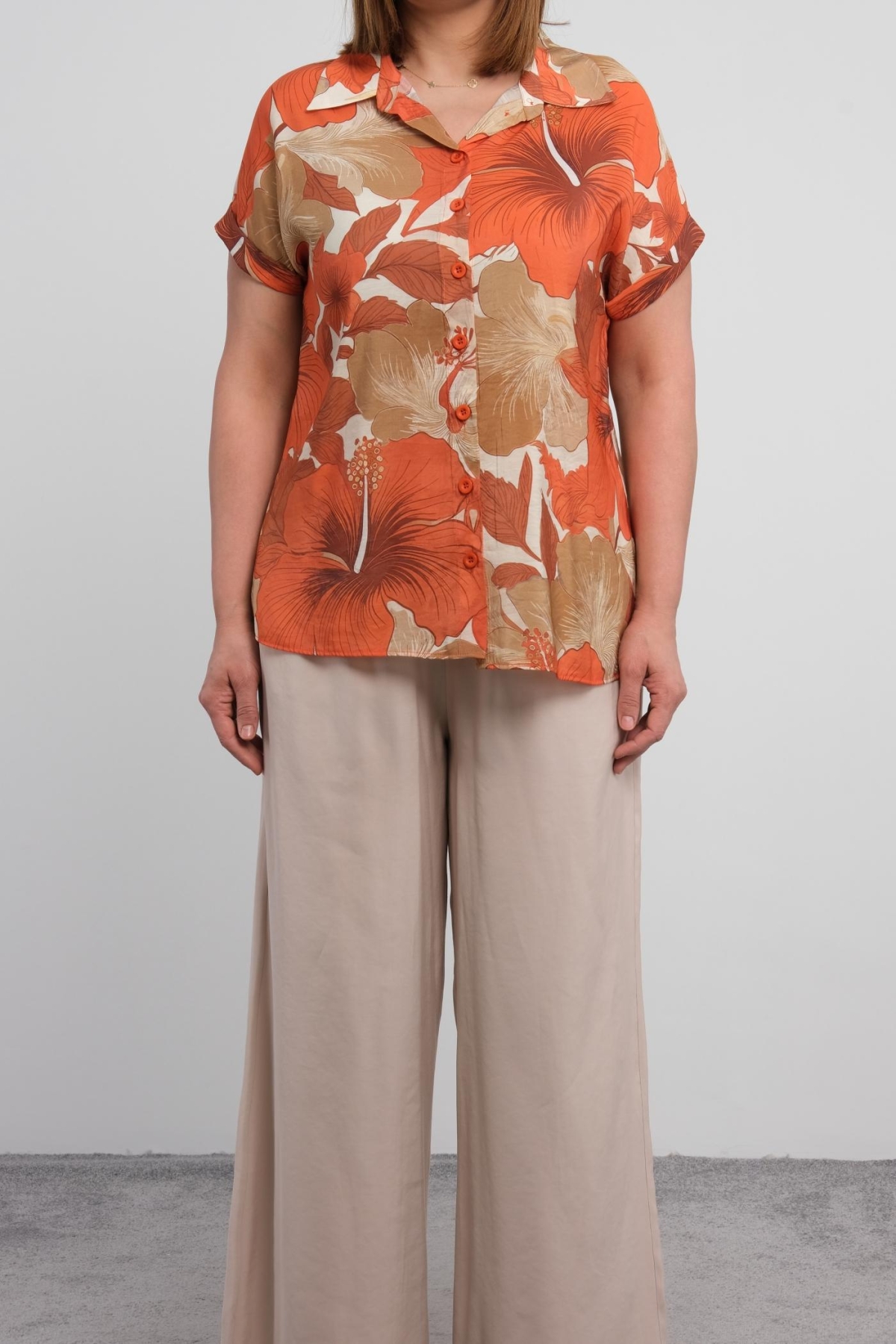 Plus Size Two-Piece Set-Orange