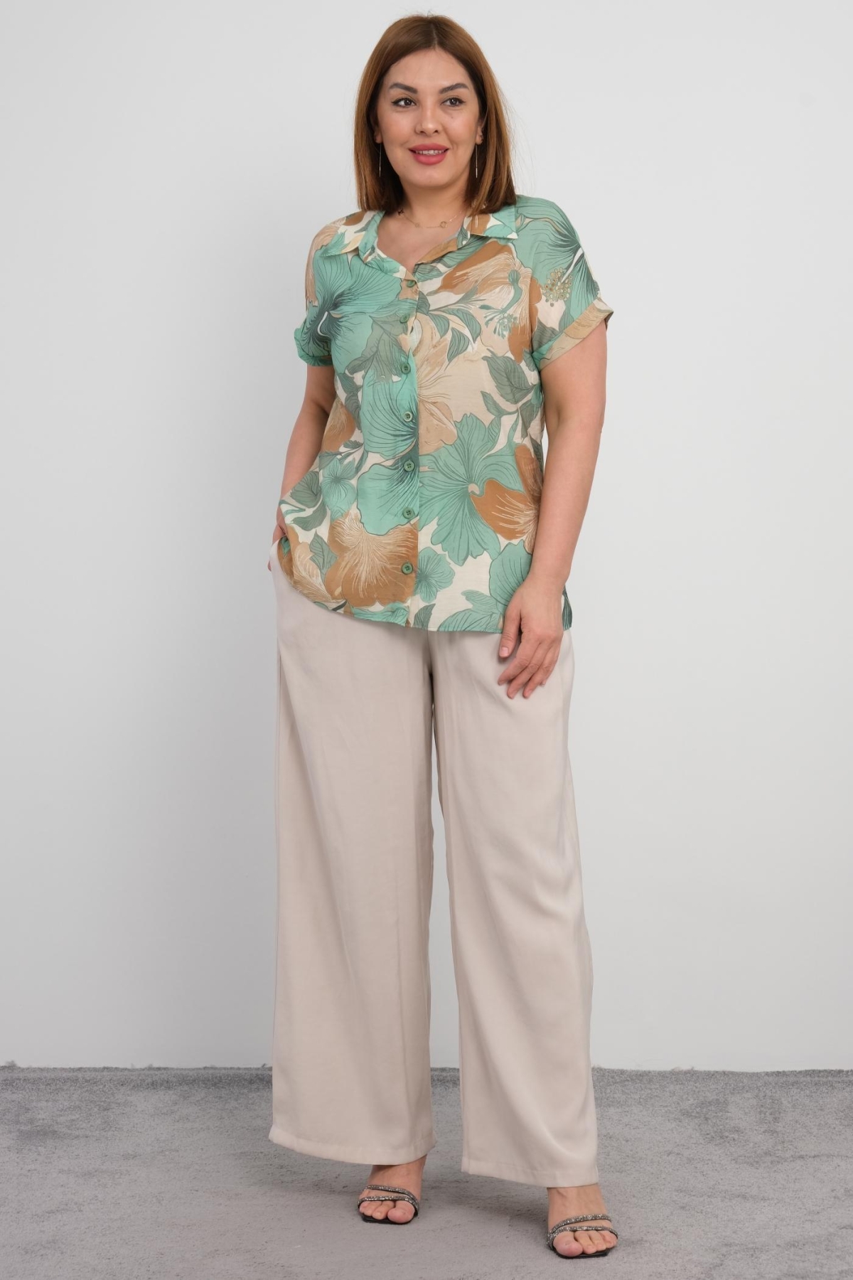 Plus Size Two-Piece Set-Green