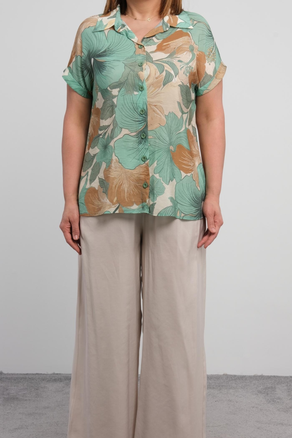 Plus Size Two-Piece Set-Green
