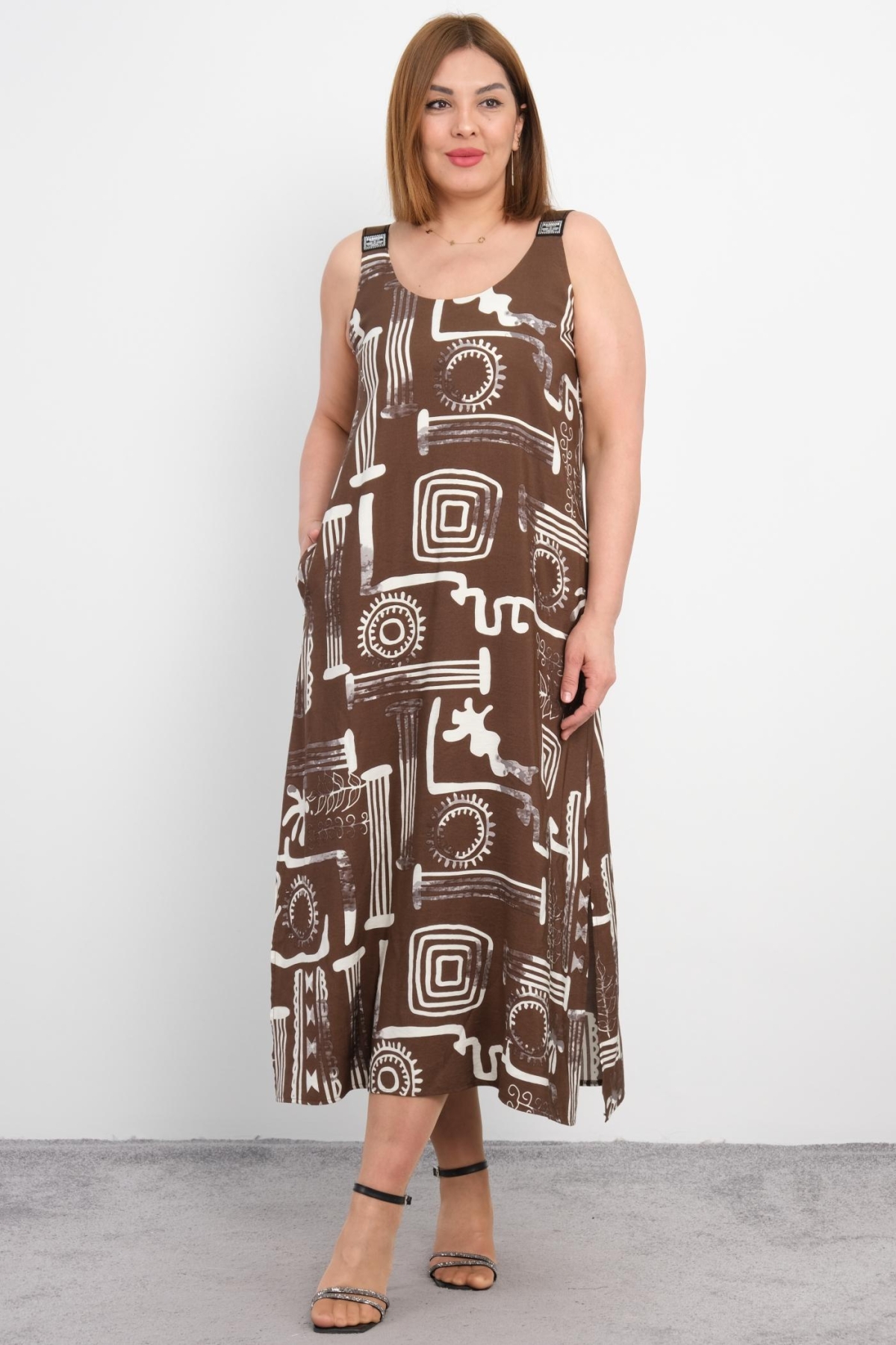 Plus Size Dress-Brown