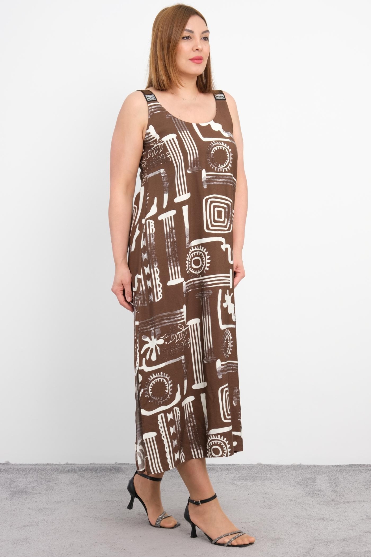 Plus Size Dress-Brown