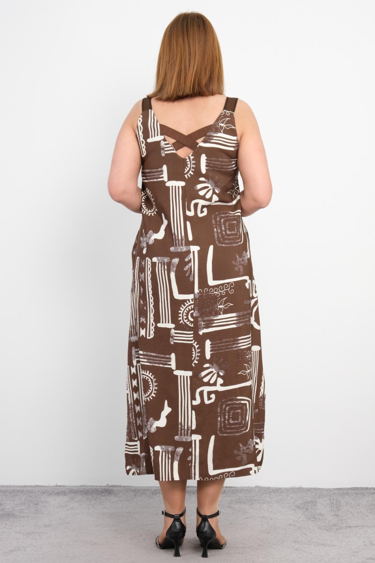 Plus Size Dress-Brown