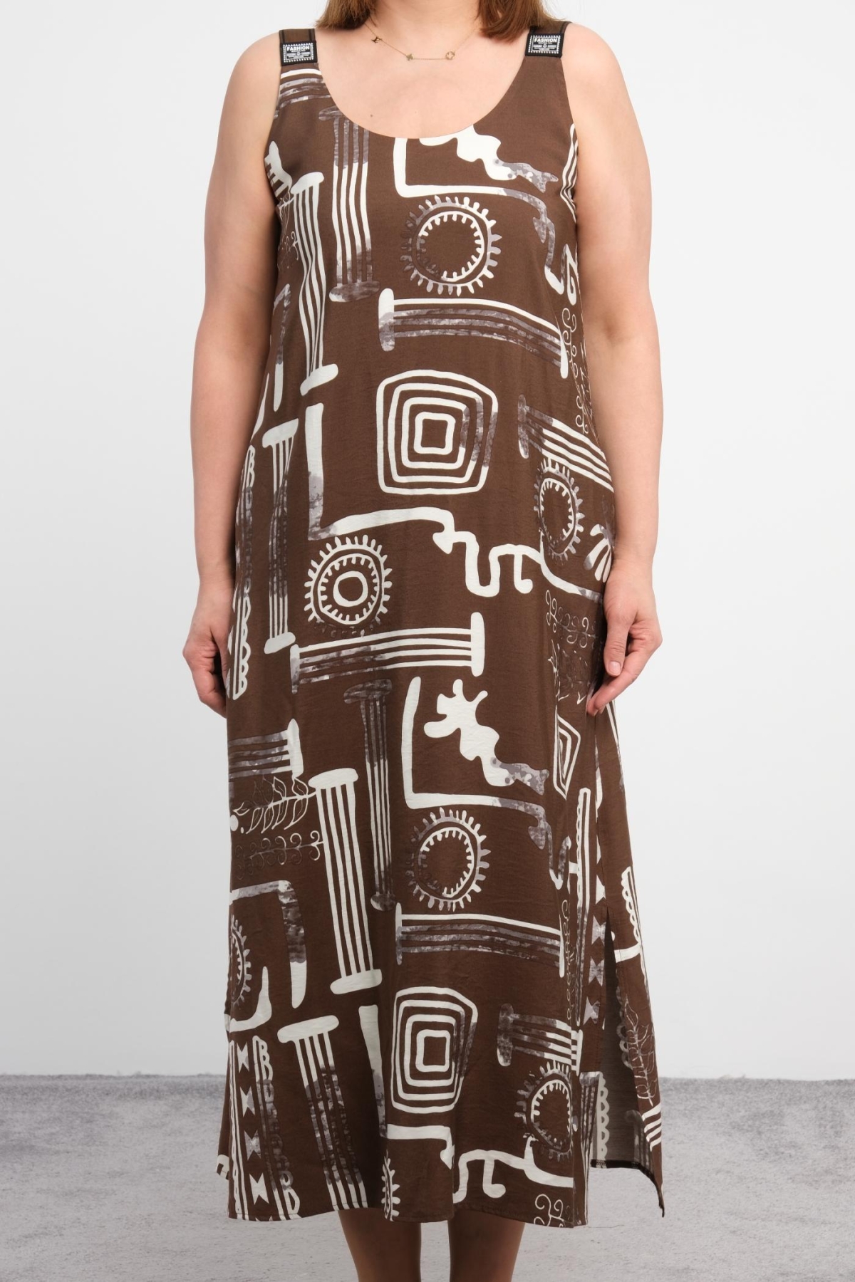 Plus Size Dress-Brown