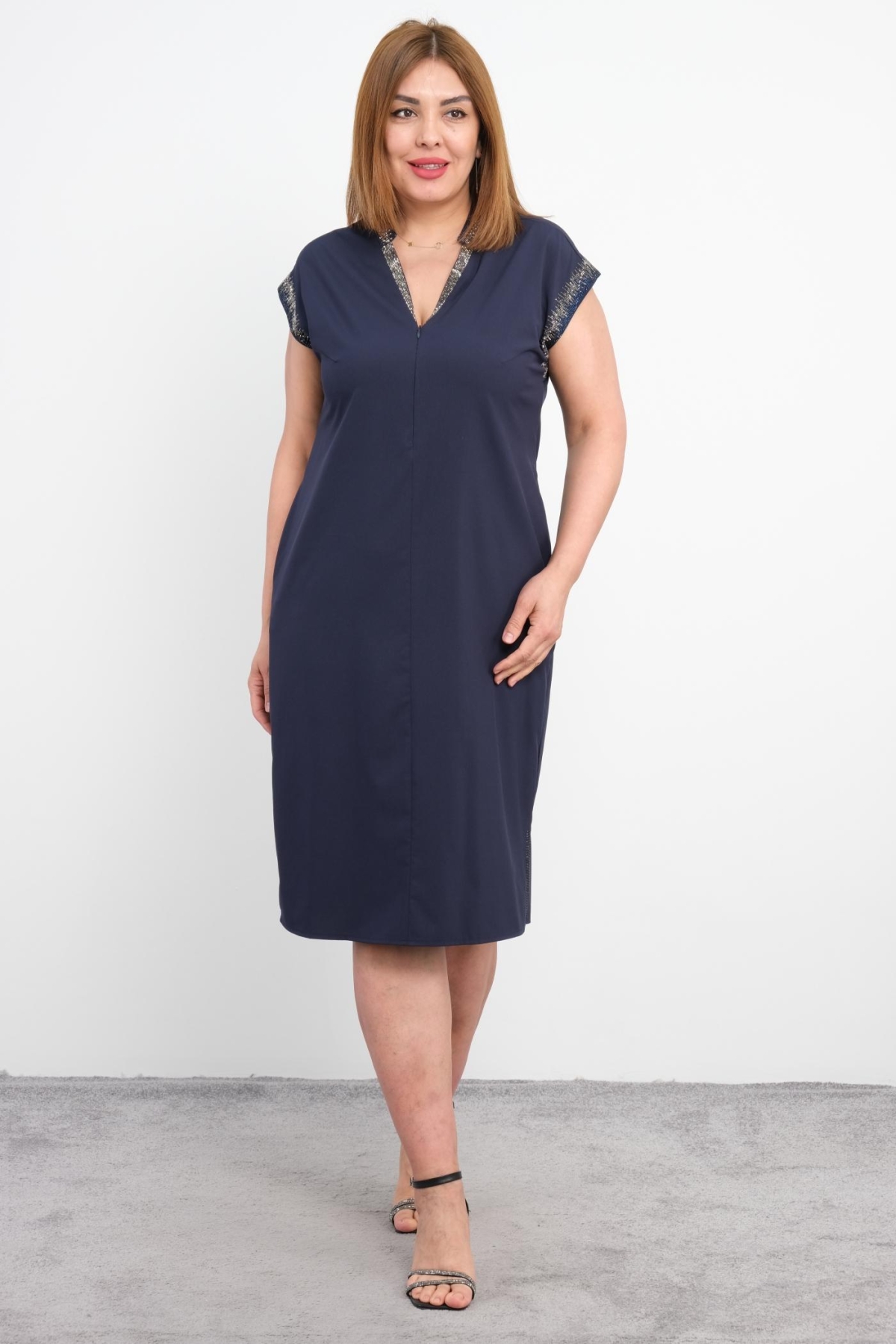 Plus Size Dress-Dark Blue