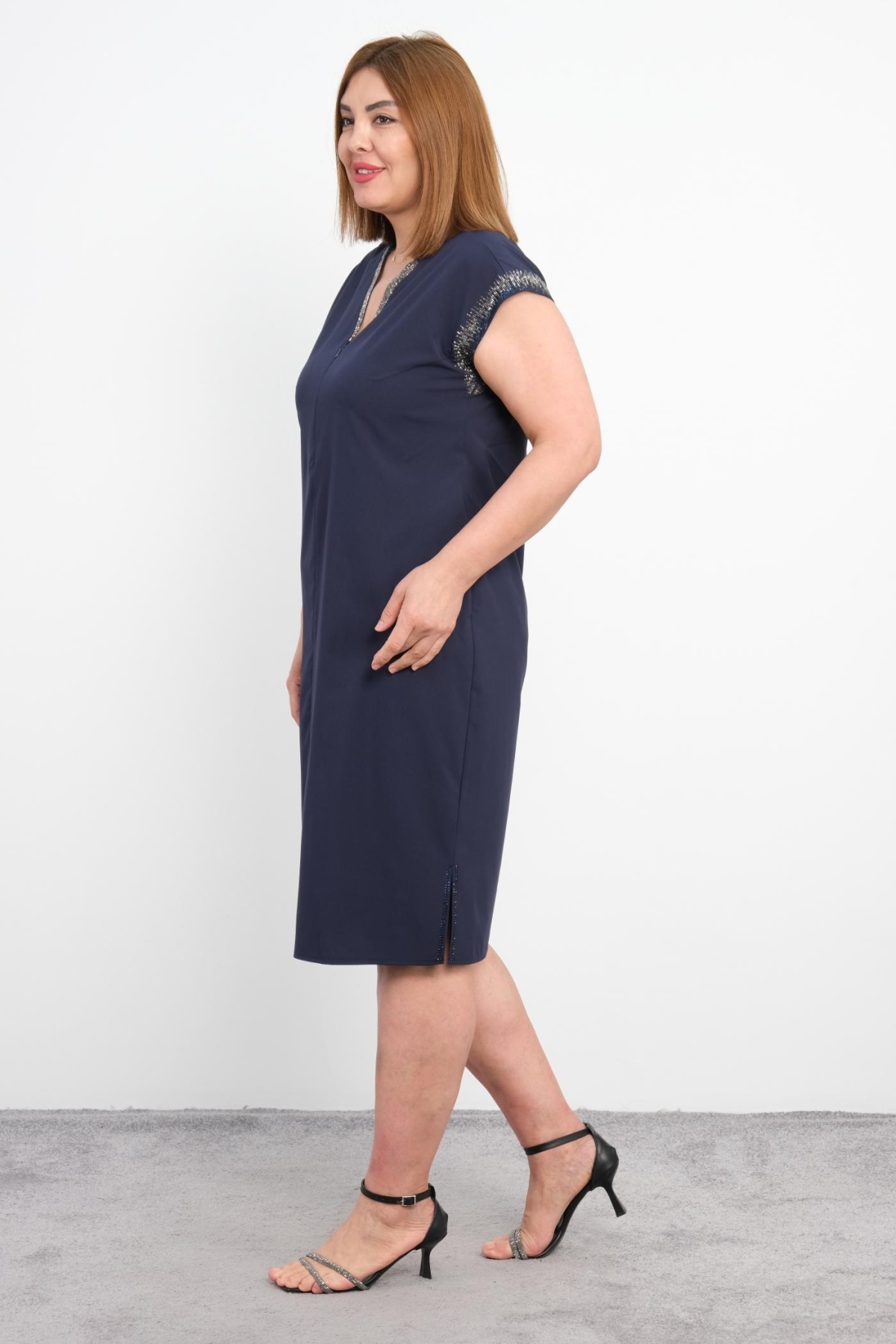 Plus Size Dress-Dark Blue