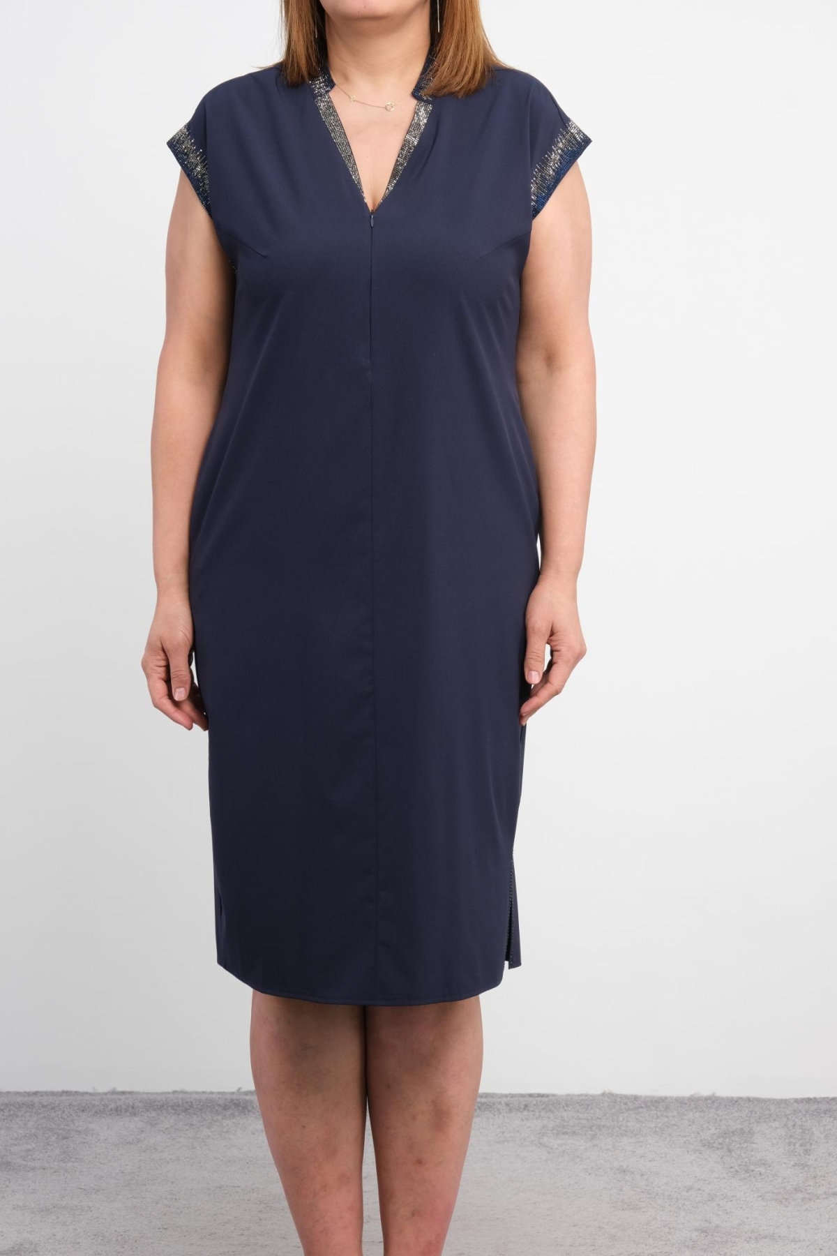 Plus Size Dress-Dark Blue