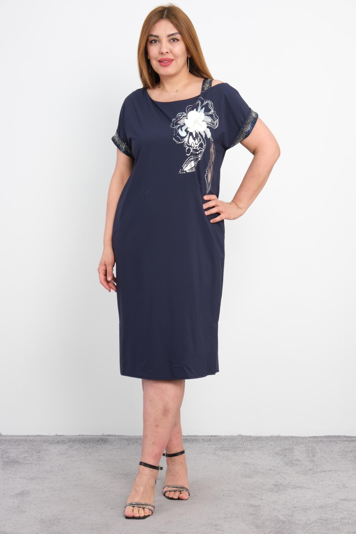 Plus Size Dress-Dark Blue