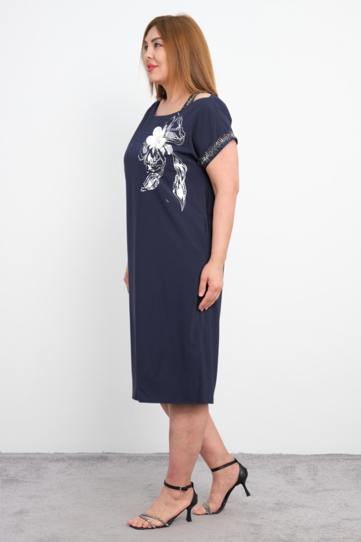 Plus Size Dress-Dark Blue