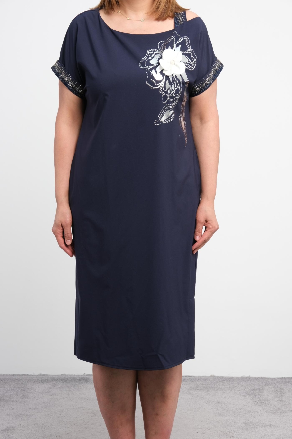 Plus Size Dress-Dark Blue