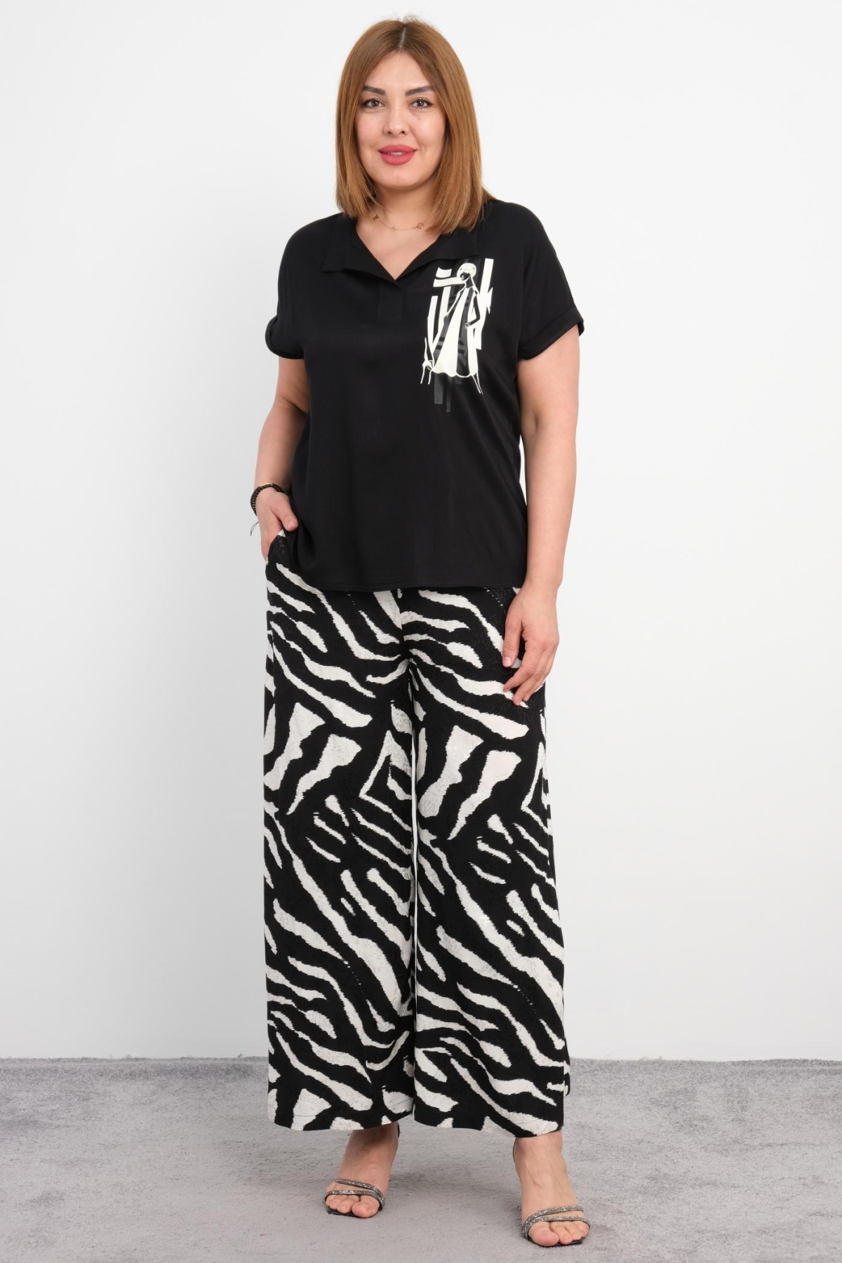 Plus Size Two-Piece Set-White
