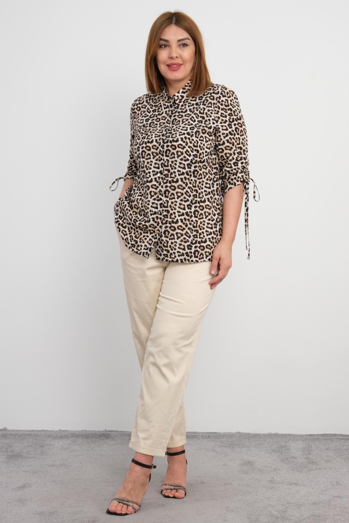 Plus Size Two-Piece Set-Brown