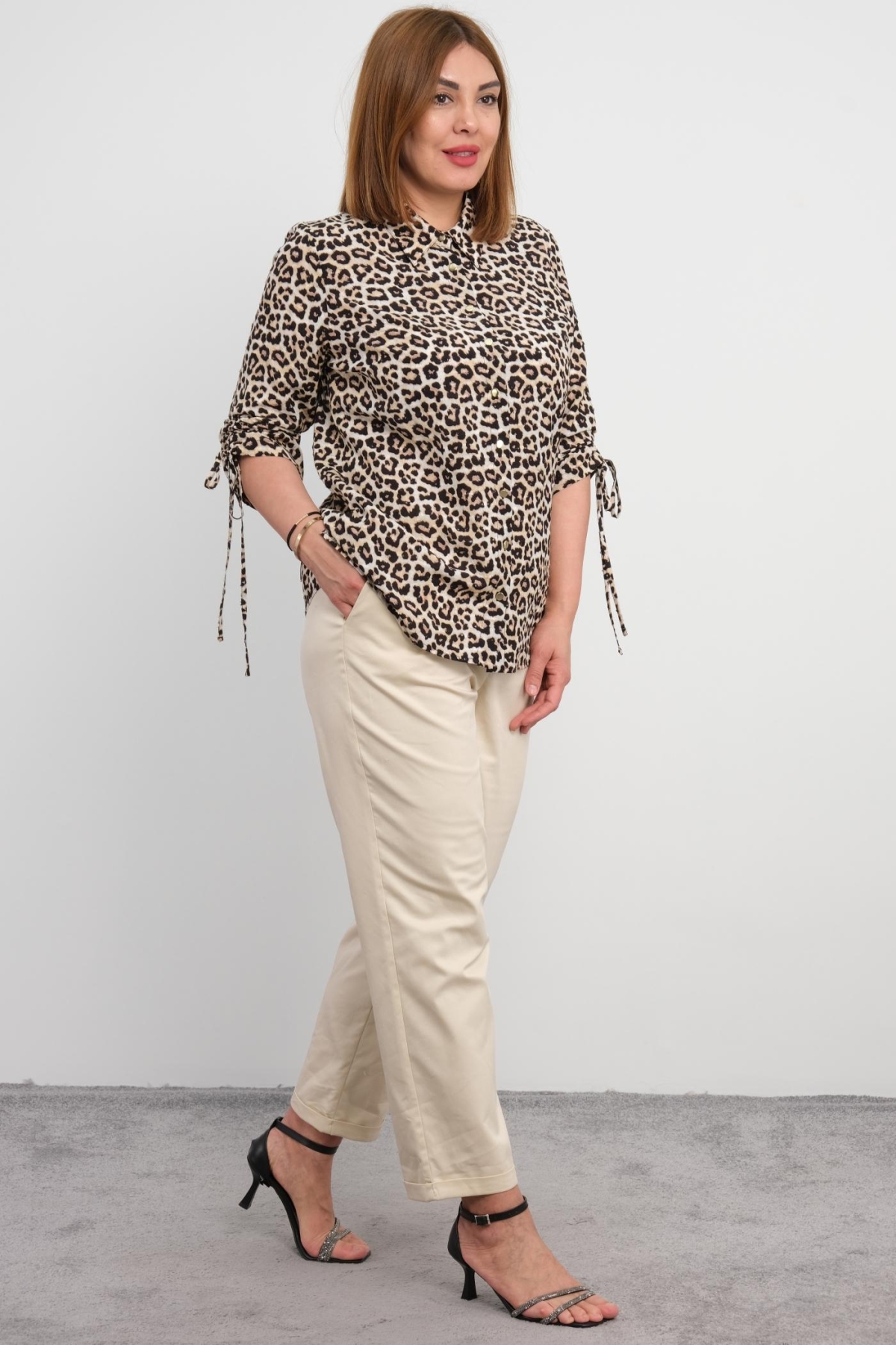 Plus Size Two-Piece Set-Brown