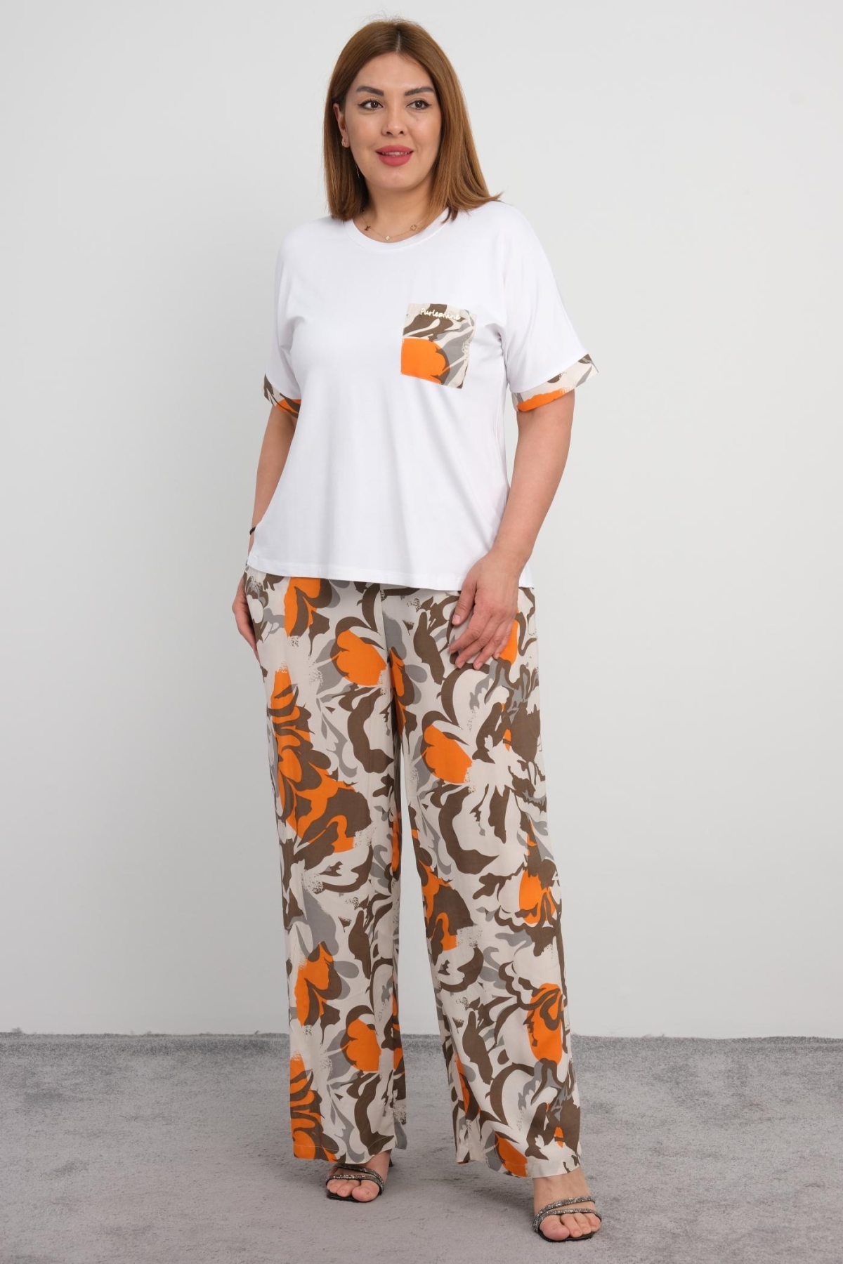 Plus Size Two-Piece Set-White