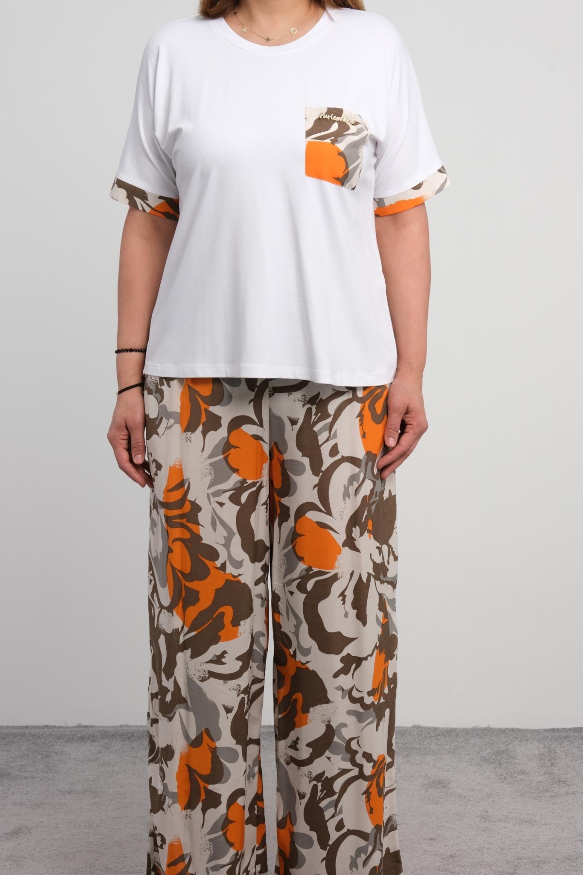 Plus Size Two-Piece Set-White