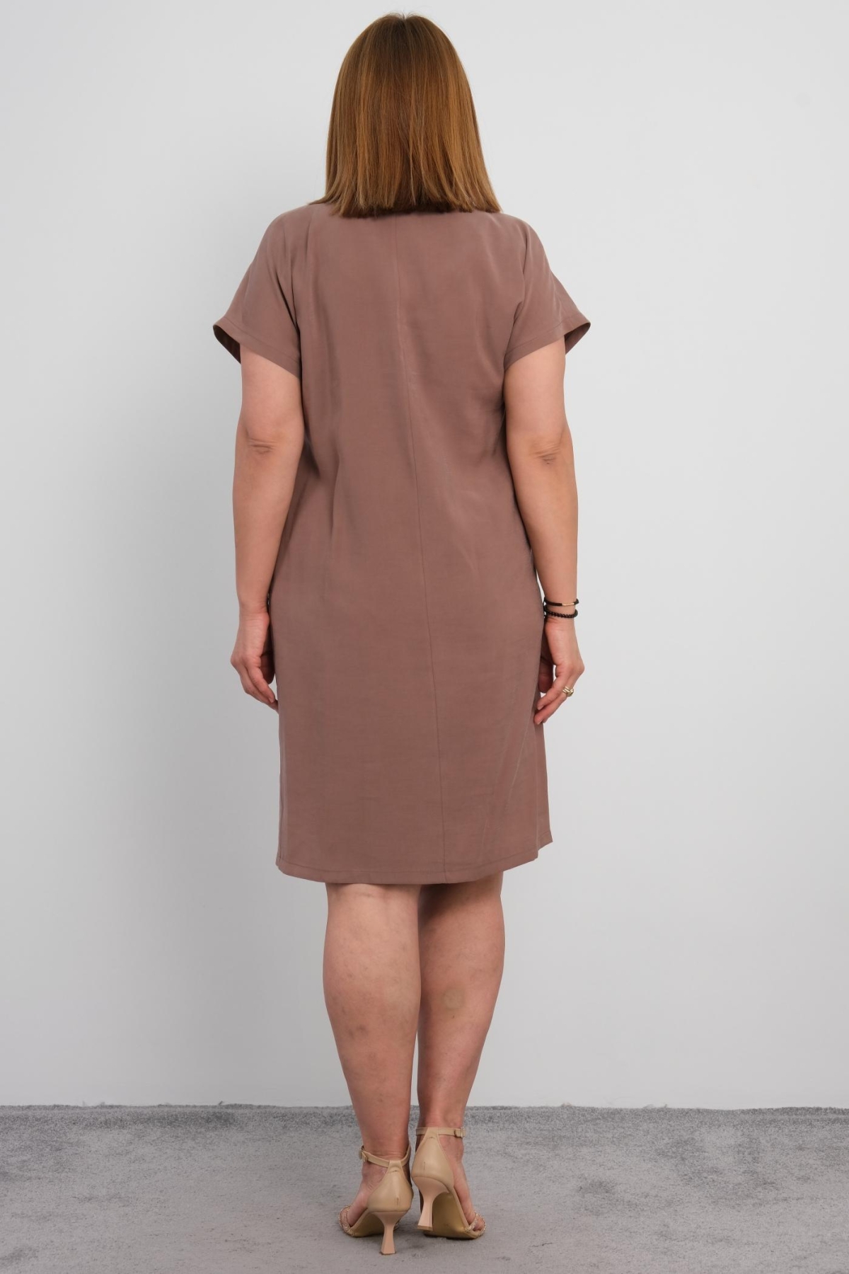 Plus Size Dress-Brown