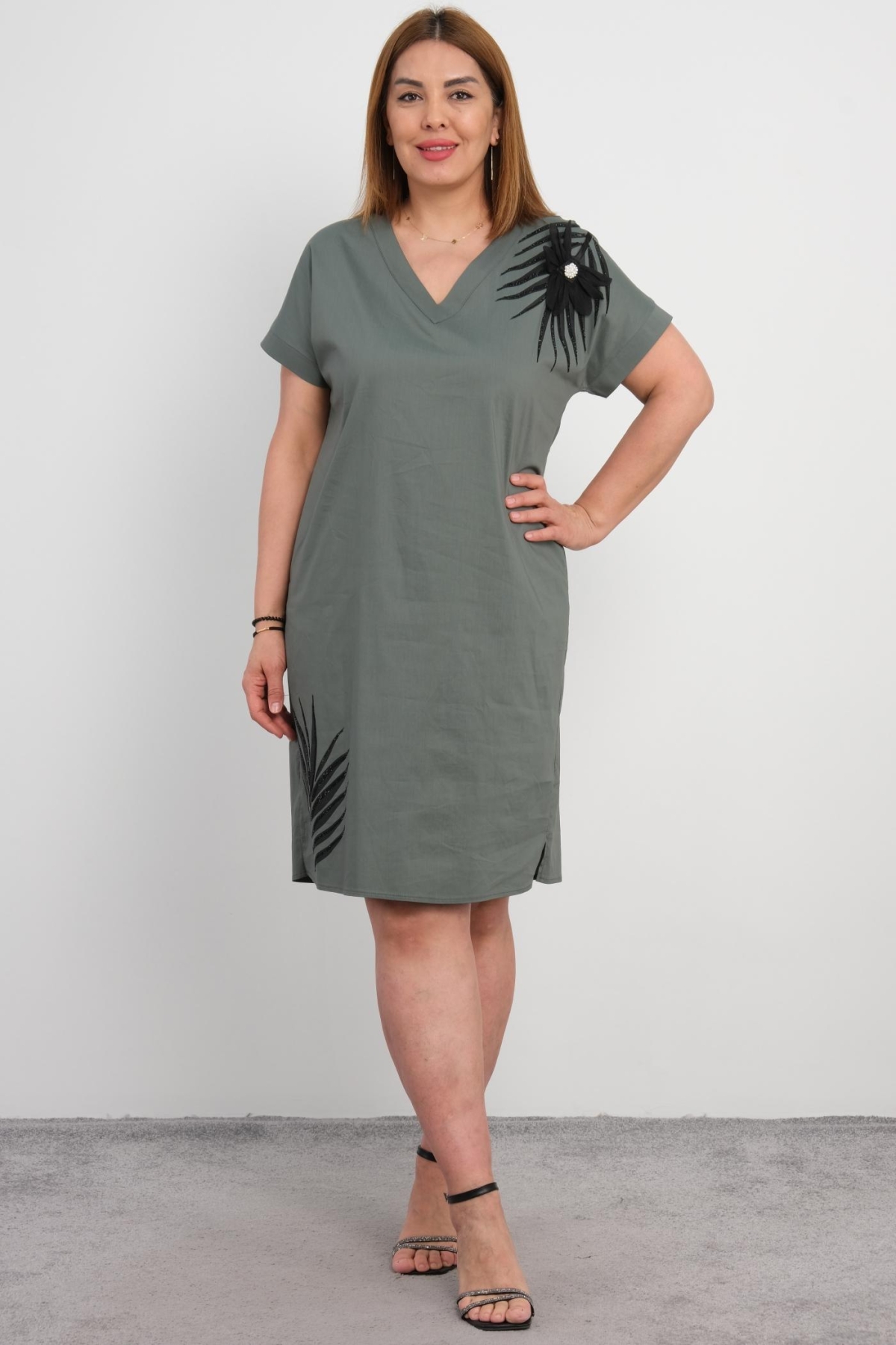 Plus Size Dress-Khaki